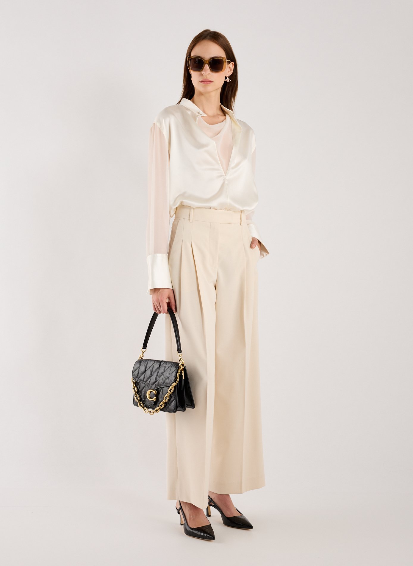 Casual silk blouse with cowl neck HELMUT LANG White