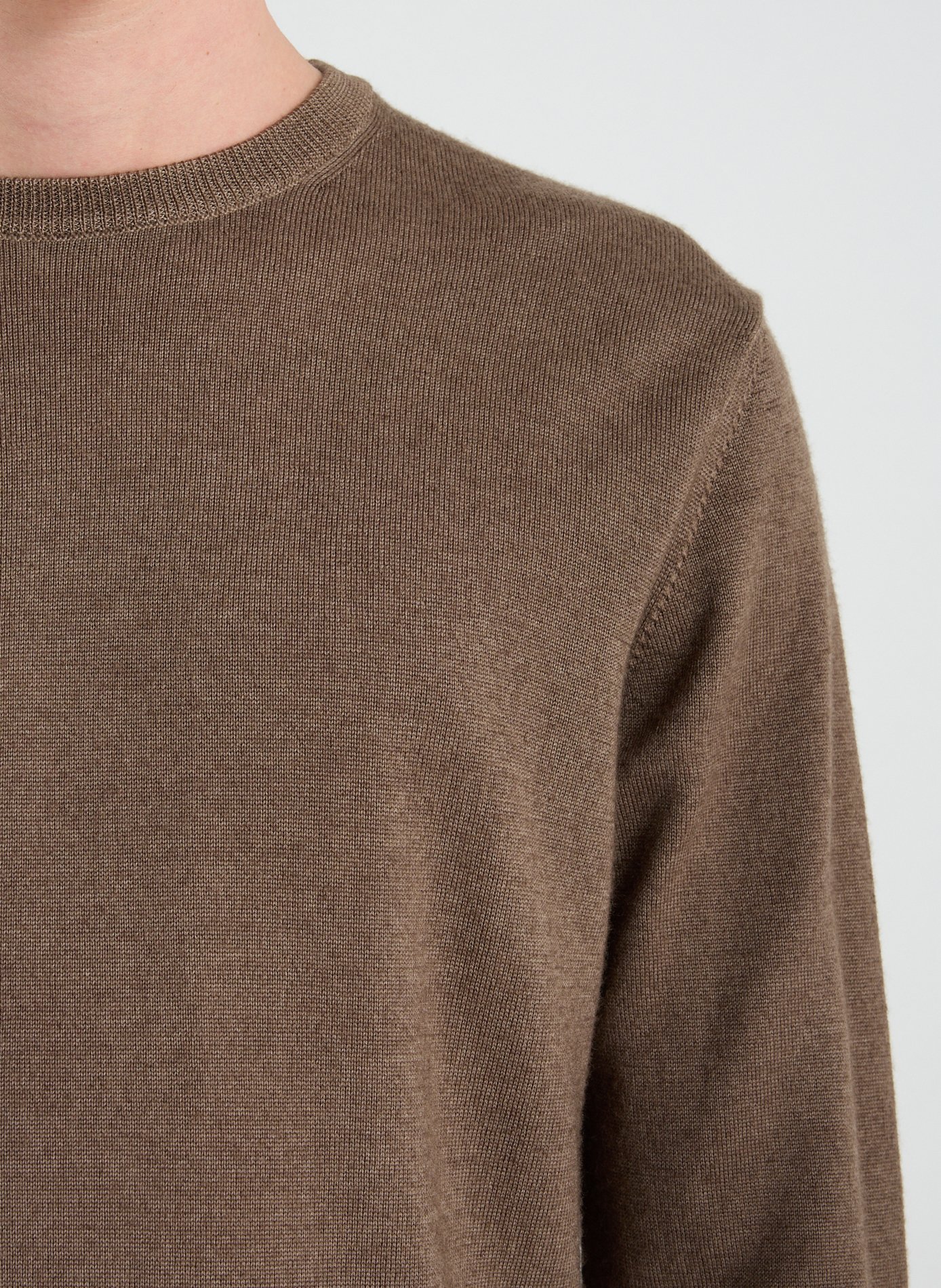 Pull col rond en laine WOOLRICH Marron