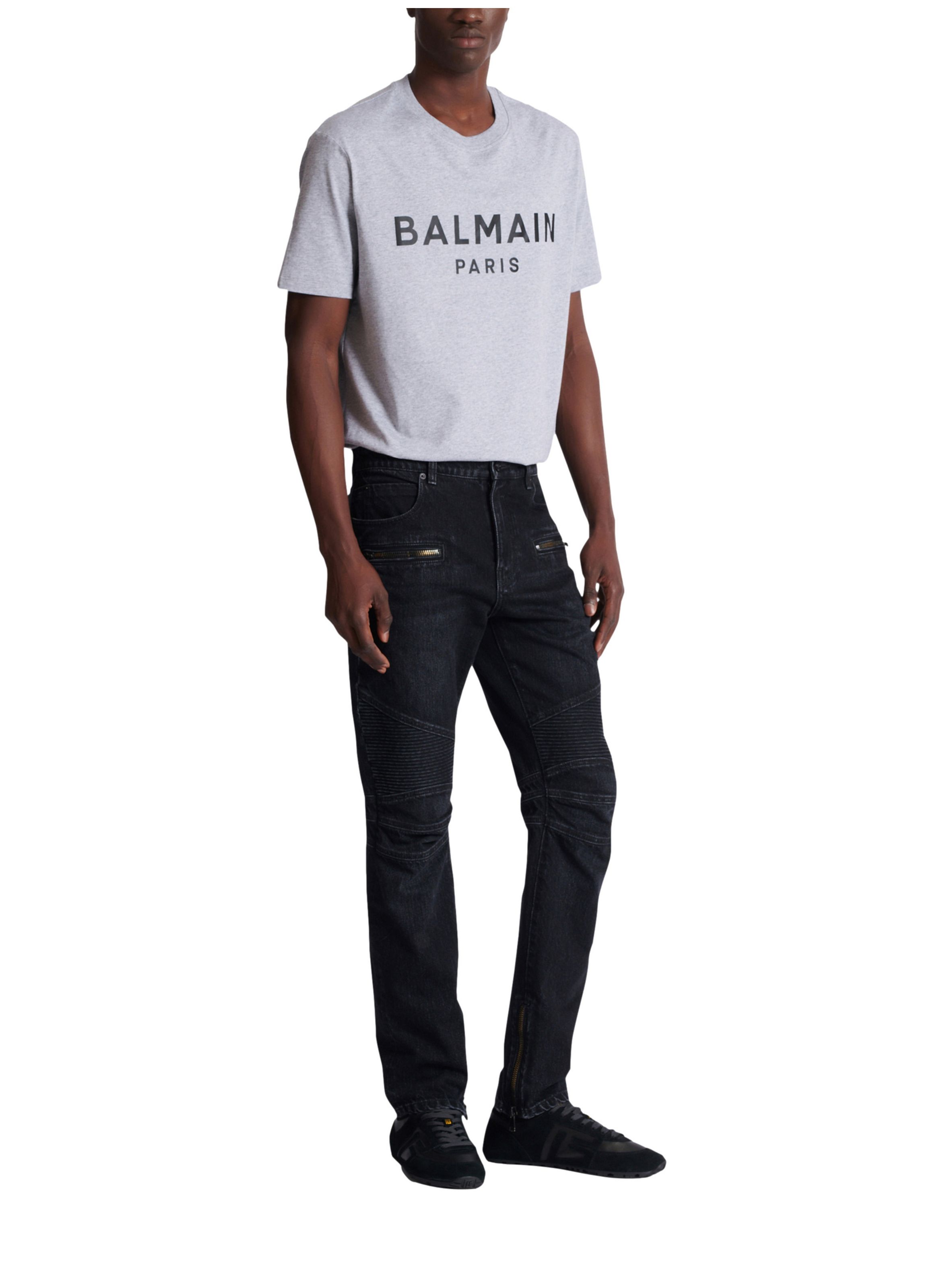Pantalon biker en denim vintage noir BALMAIN Noir