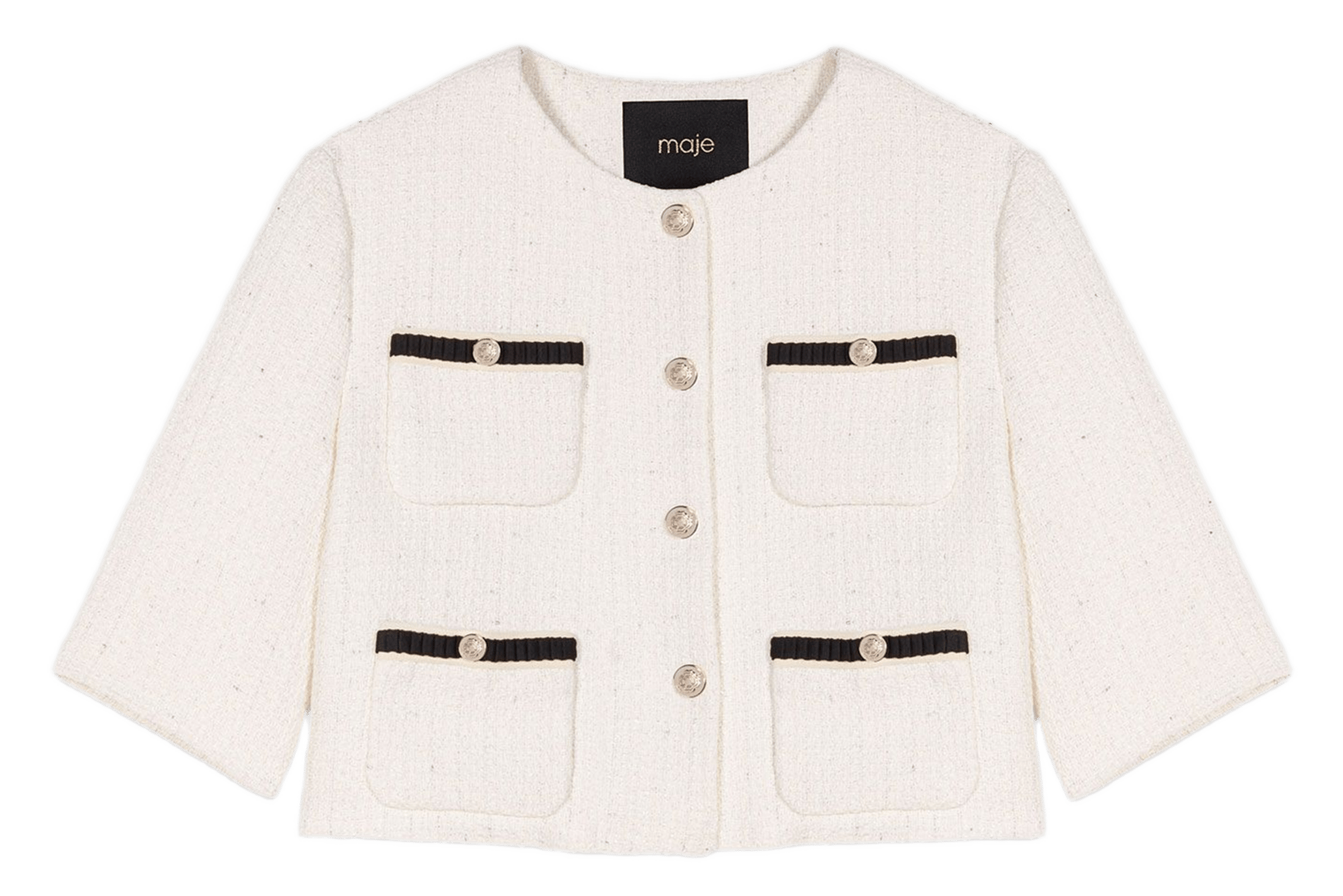 Veste droite en coton mélangé MAJE Beige