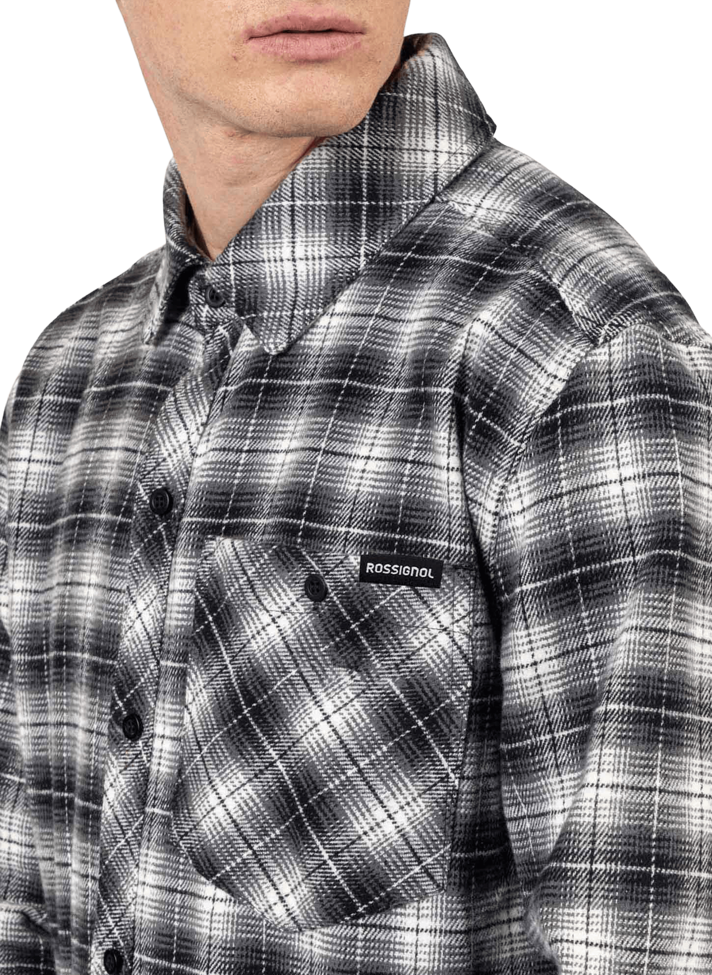 Chemise col classique à carreaux en coton ROSSIGNOL Noir