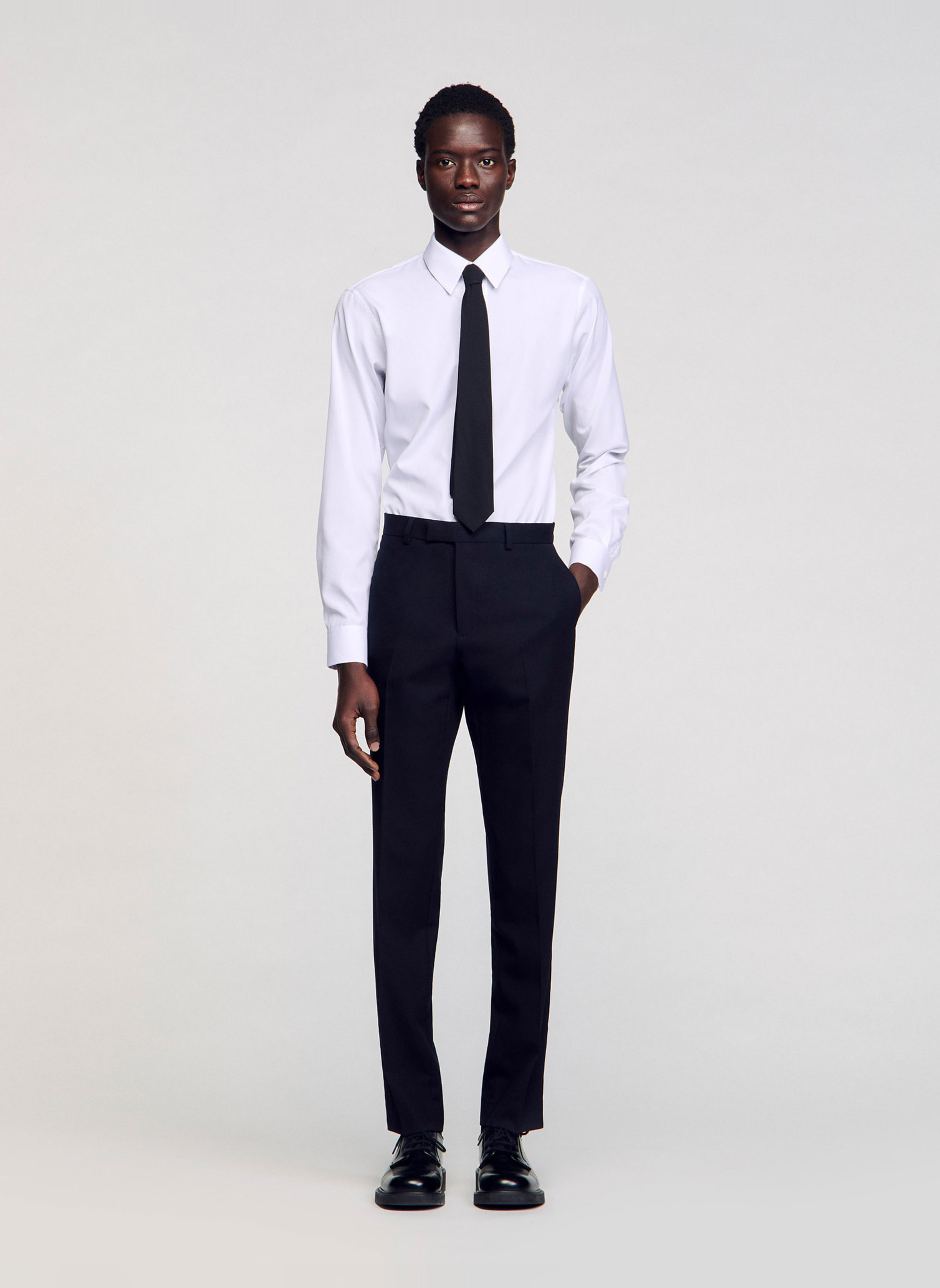 Pantalon de costume en laine SANDRO Bleu