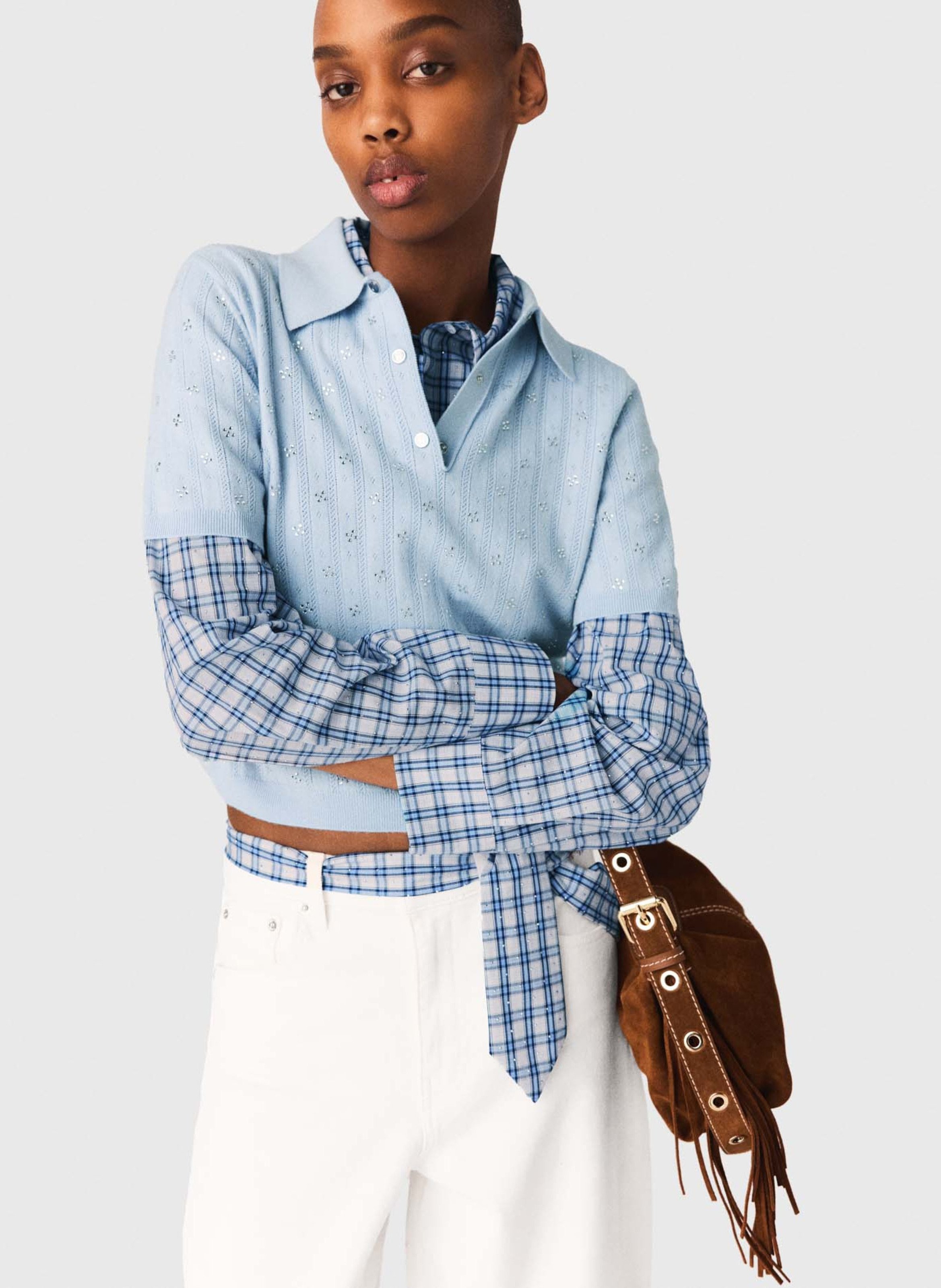 Polo en laine mélangée MAJE Bleu