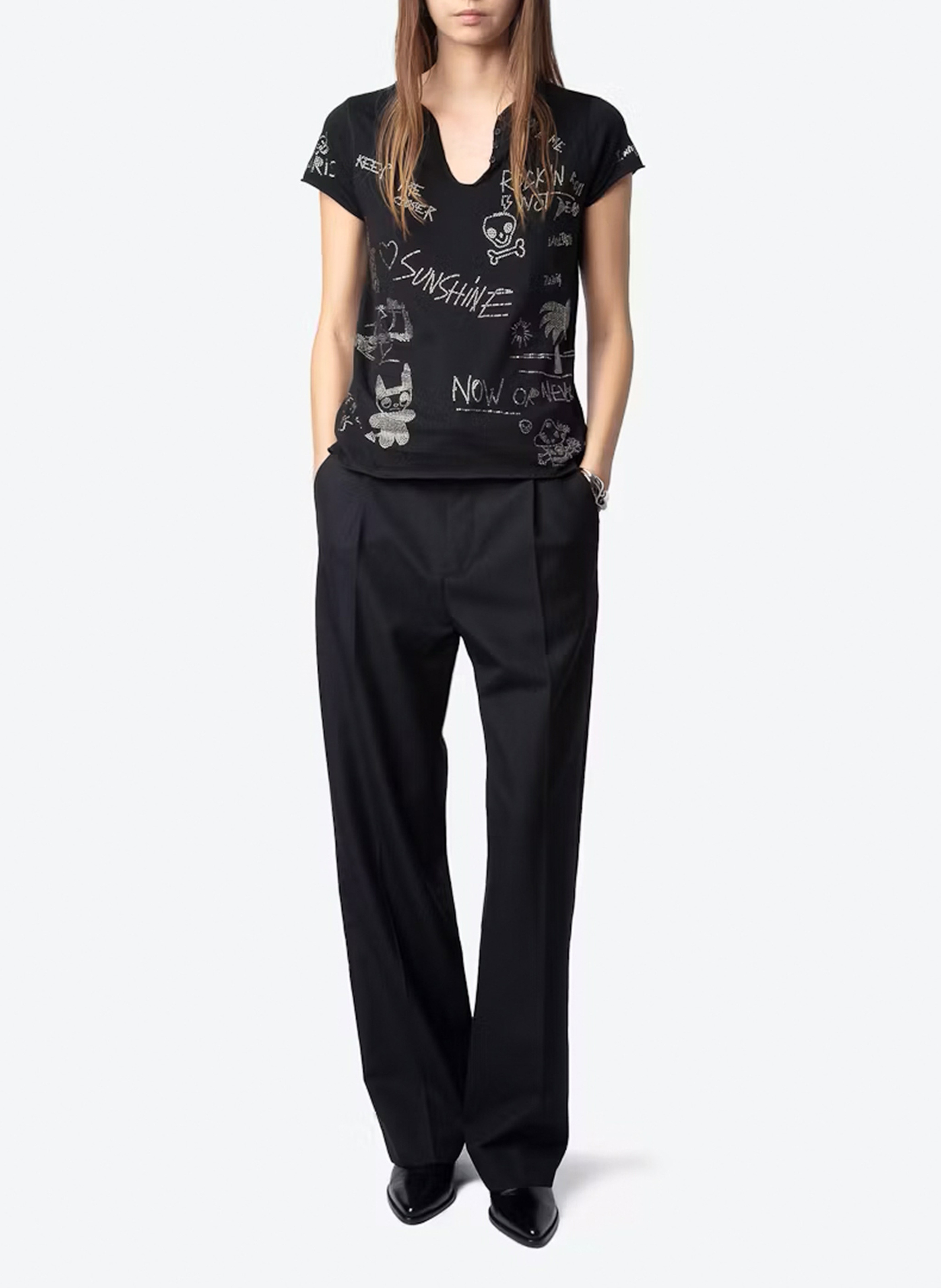 Tee-shirt tunisien en coton ZADIG&VOLTAIRE Noir