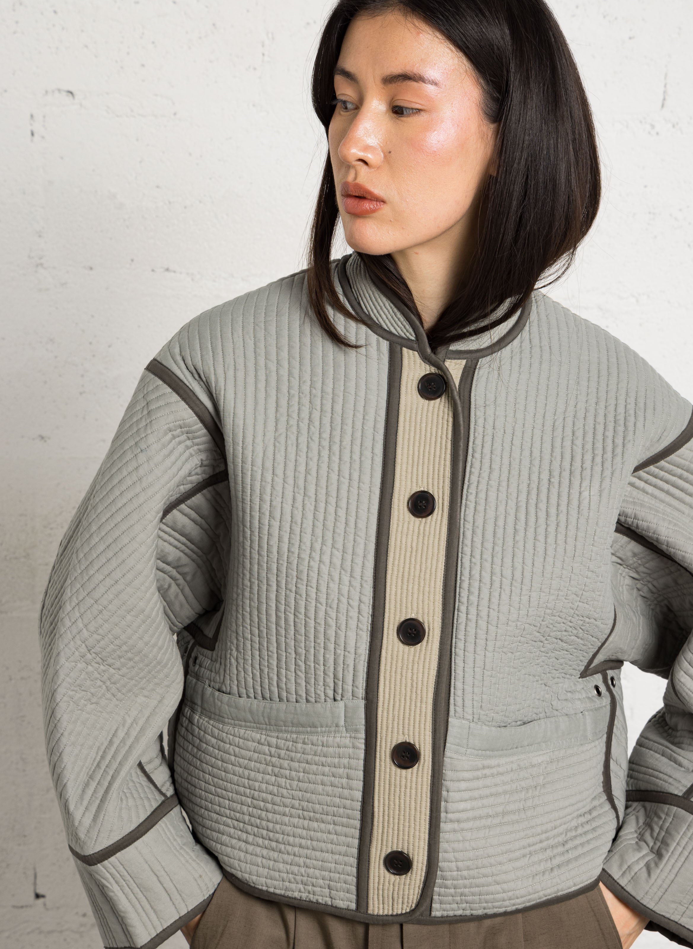 Veste oversize en coton patchouli SOEUR Vert