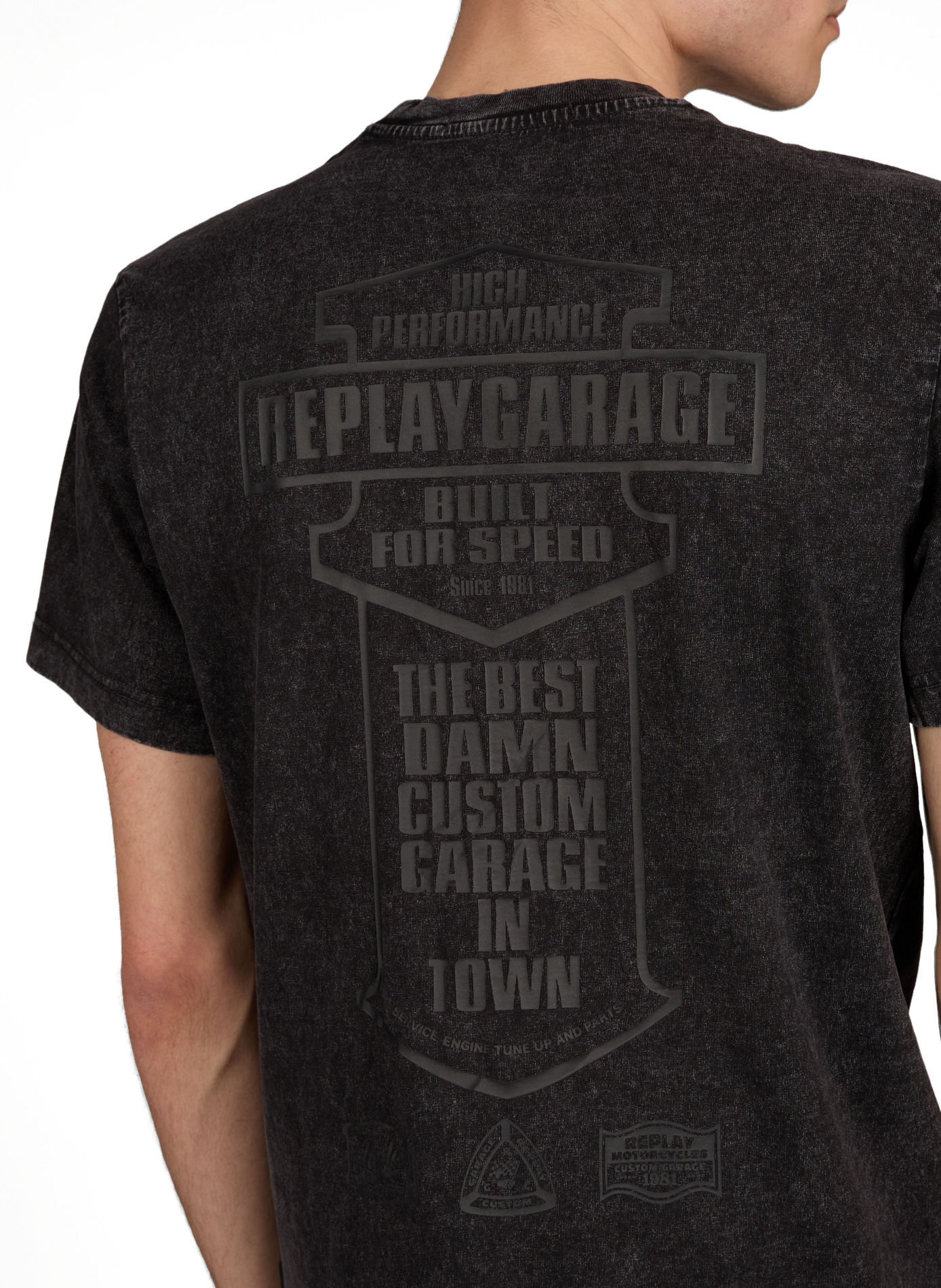 T-shirt droit manches courtes en coton REPLAY Noir