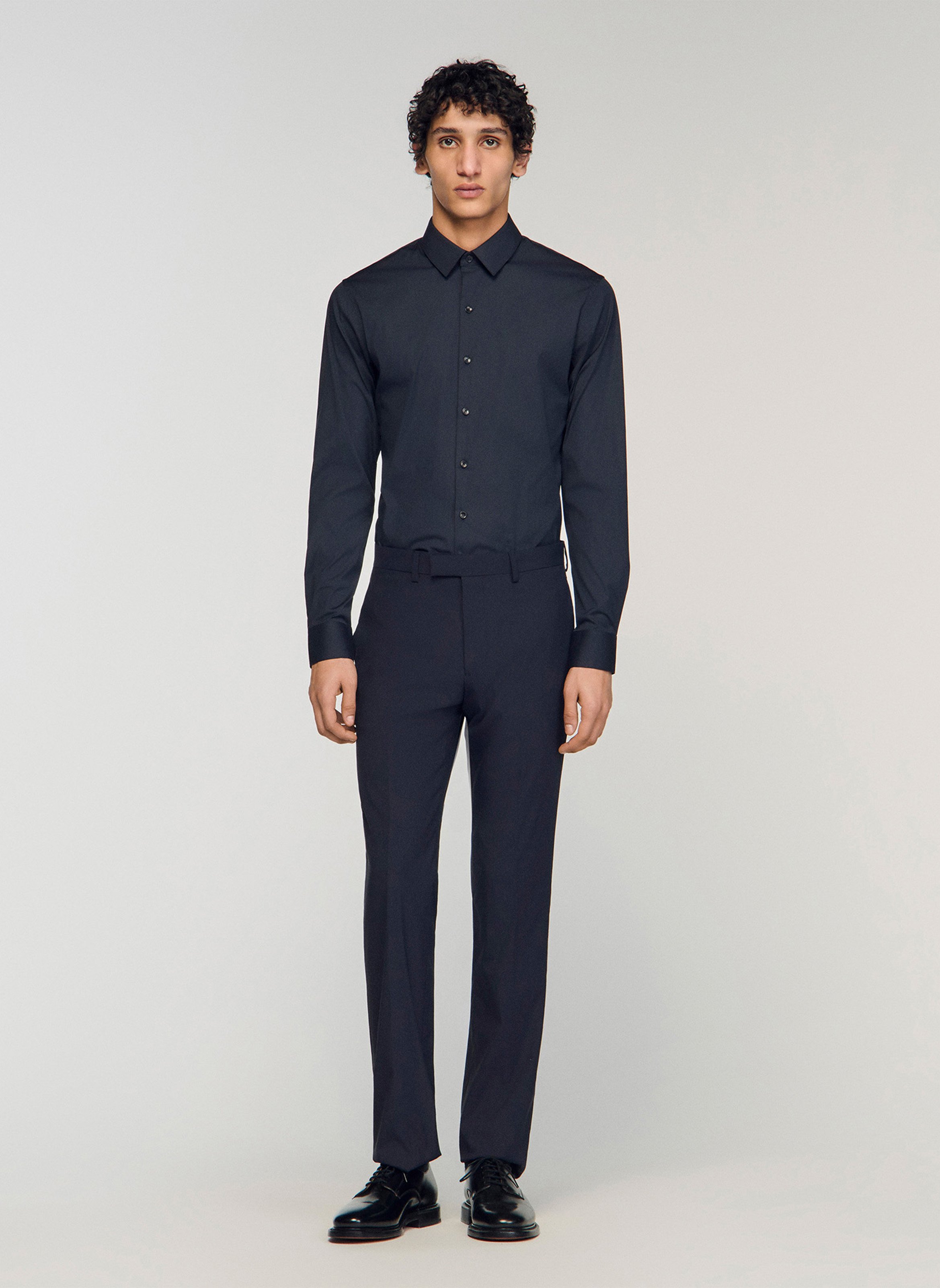 Chemise slim-fit en coton stretch SANDRO Bleu