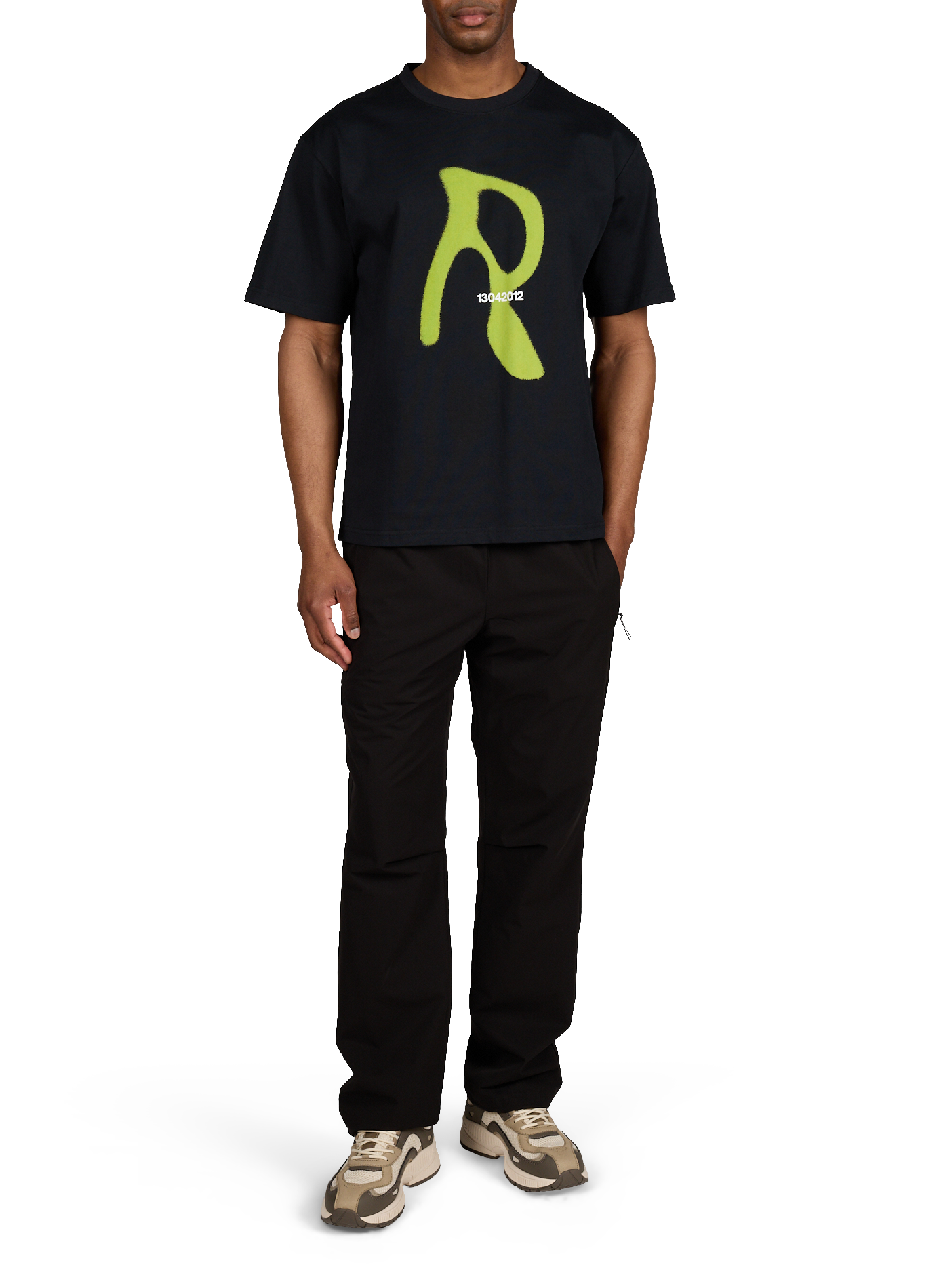 Round neck printed cotton T-shirt RAINS Black