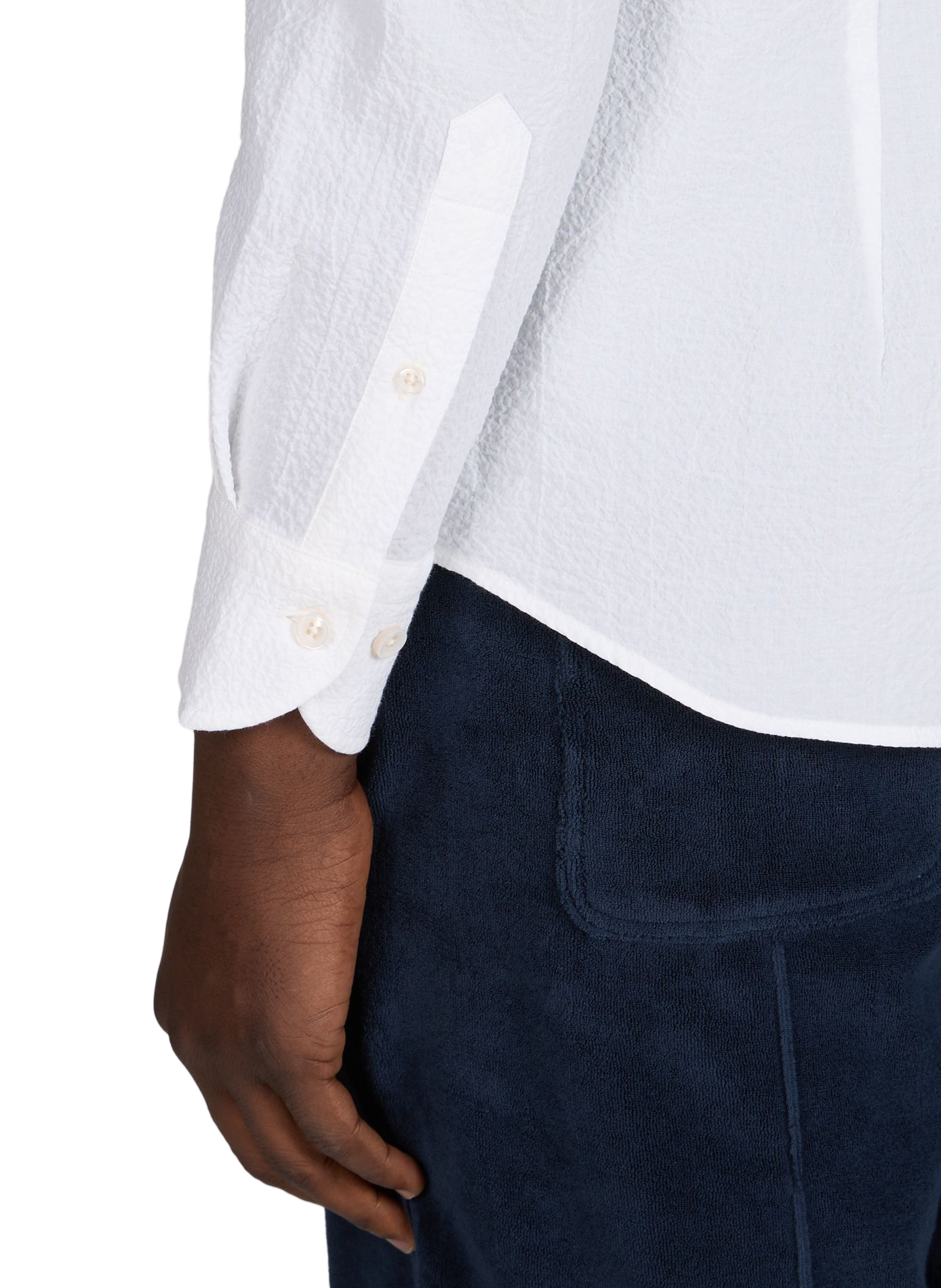 Chemise droite en coton texturé AURELIEN Blanc