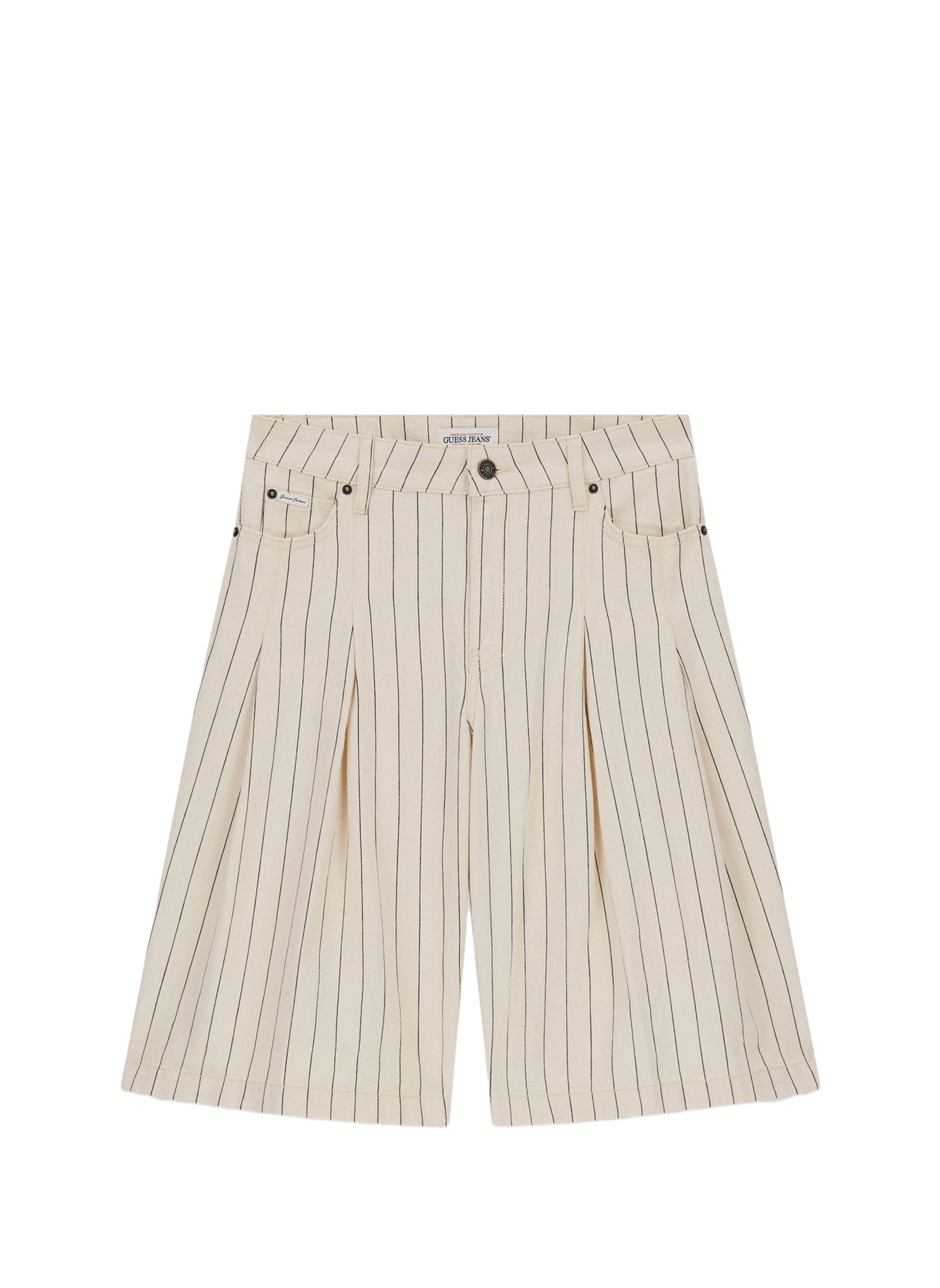 Bermuda rayé à plis en coton GUESS Beige