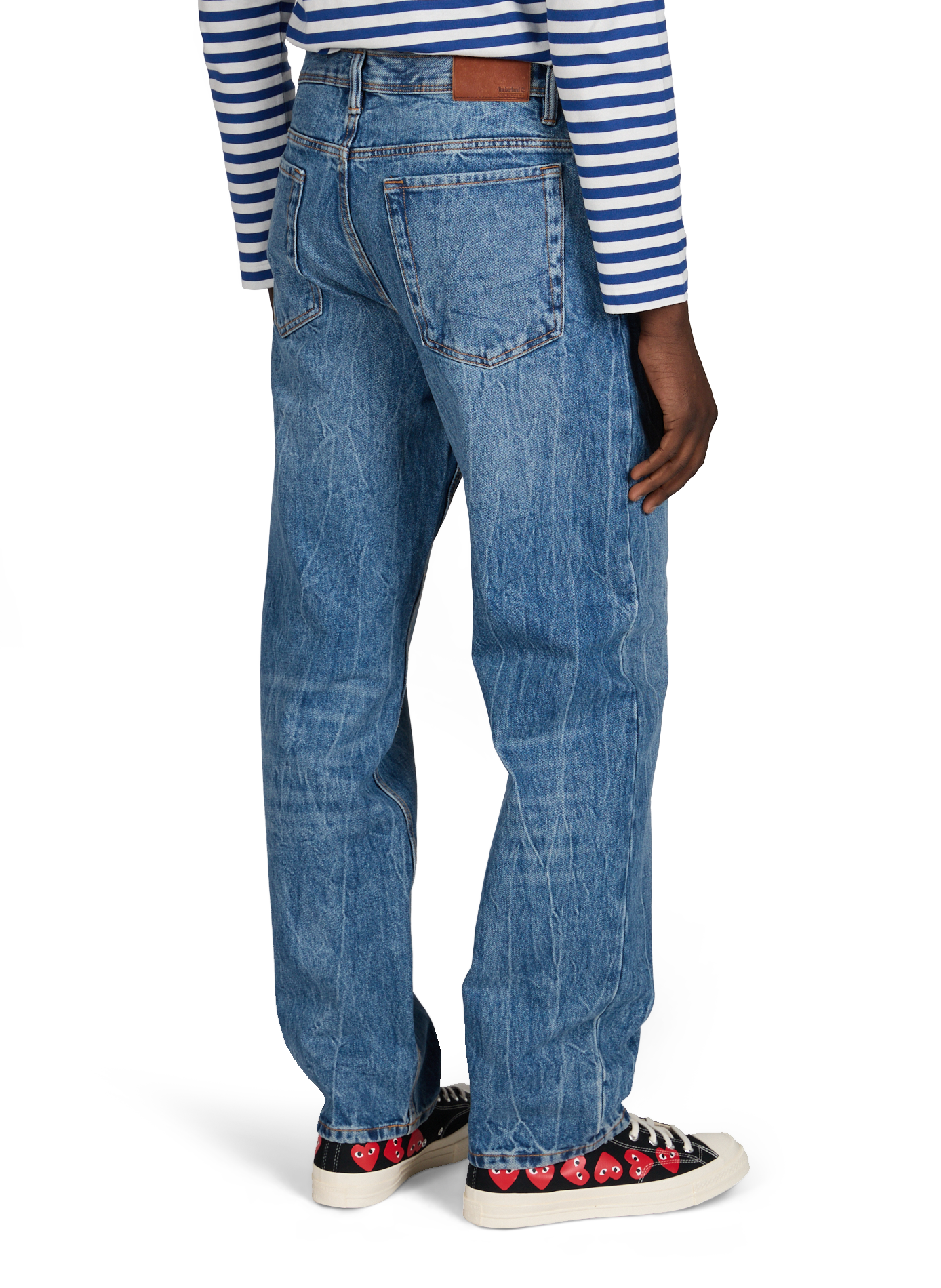 Jean droit en denim de coton TIMBERLAND Bleu