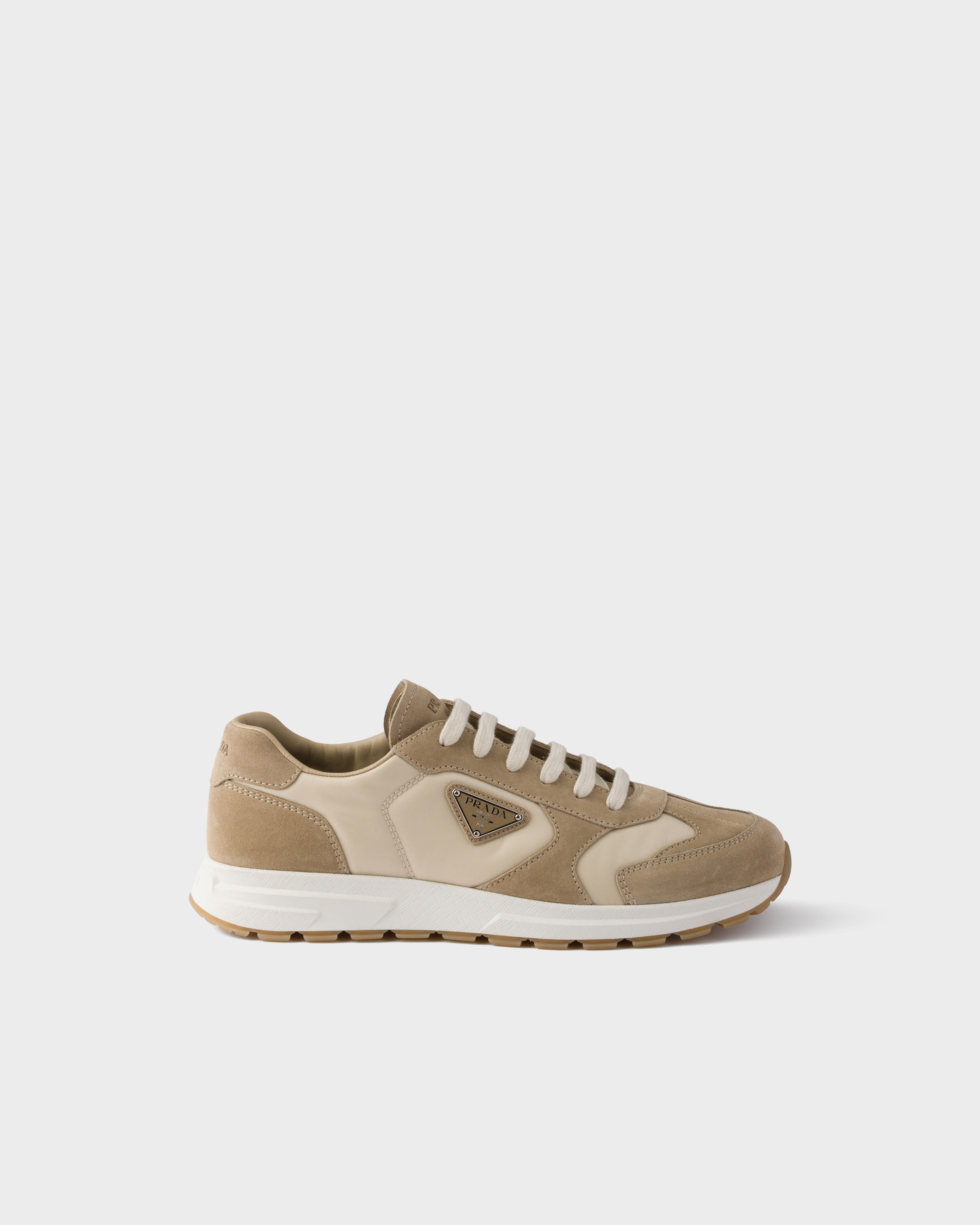Sneakers prax en daim et re-nylon PRADA Beige