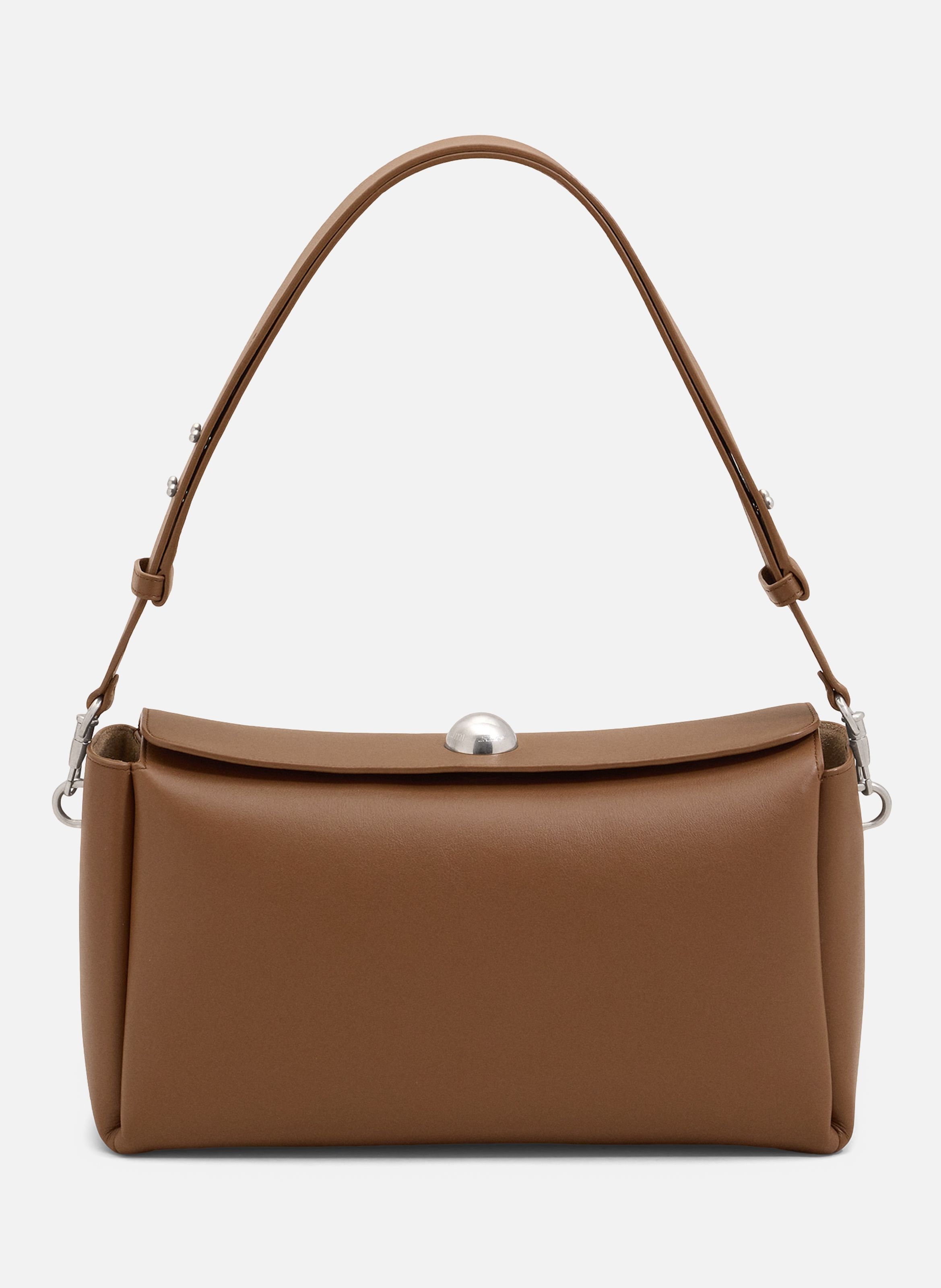 Sac carrousel moyen unisexe en cuir de veau MarronAMI PARIS