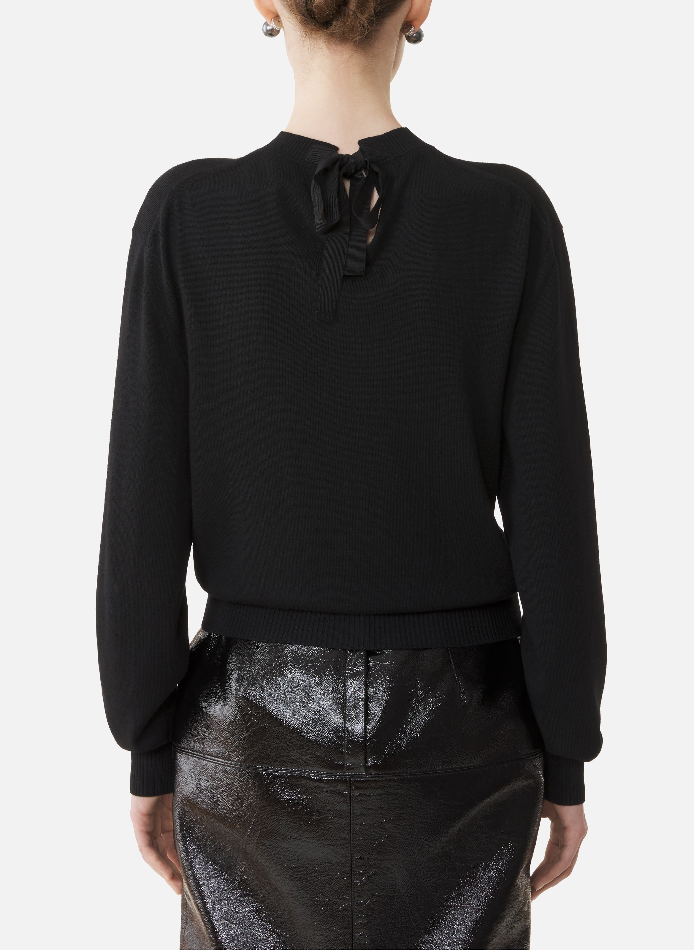 Pull détail gros grain en mérinos LANVIN Noir