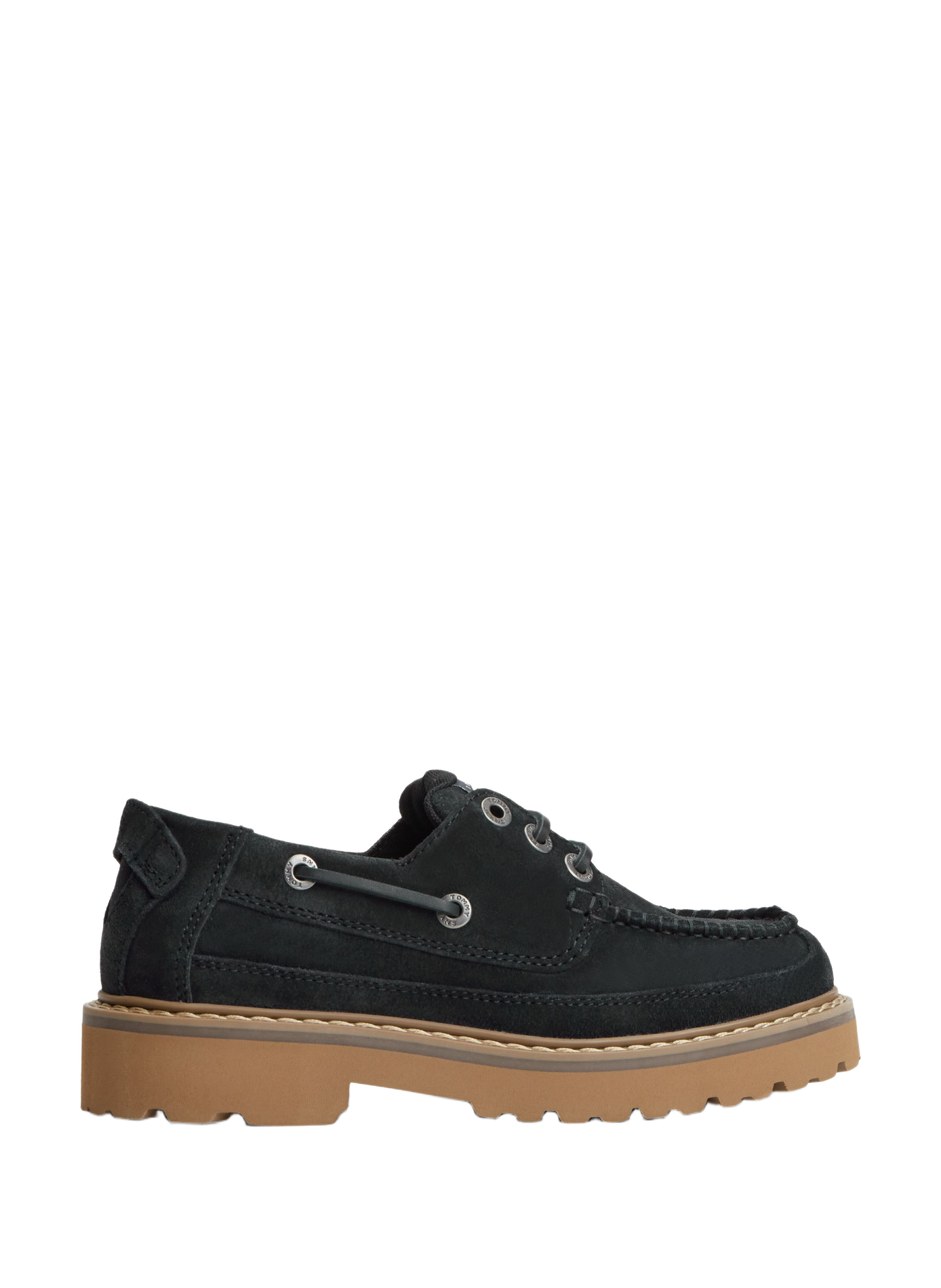 Derby shoes with cleated sole in leather TOMMY HILFIGER Blue