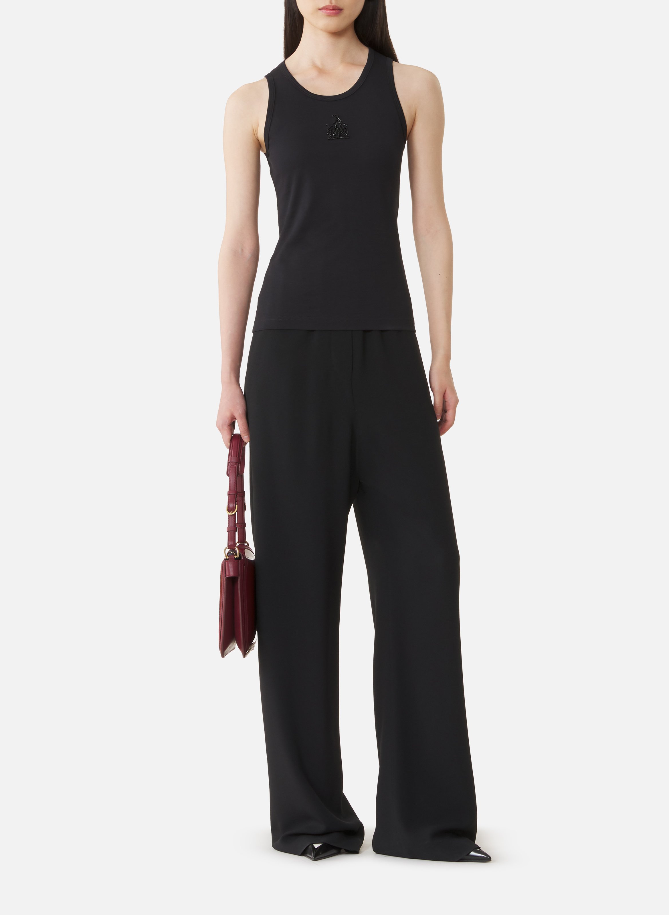 Pantalon large en sablé LANVIN Noir