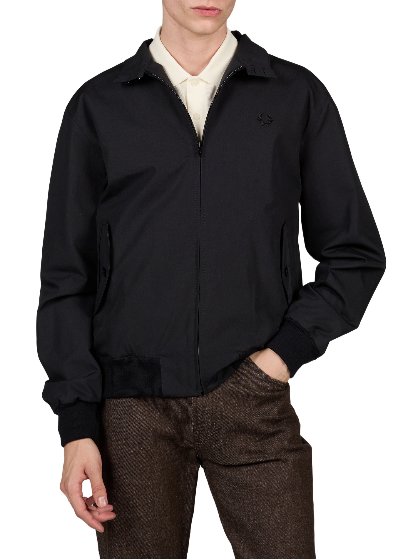 Straight cotton jacket FRED PERRY Black