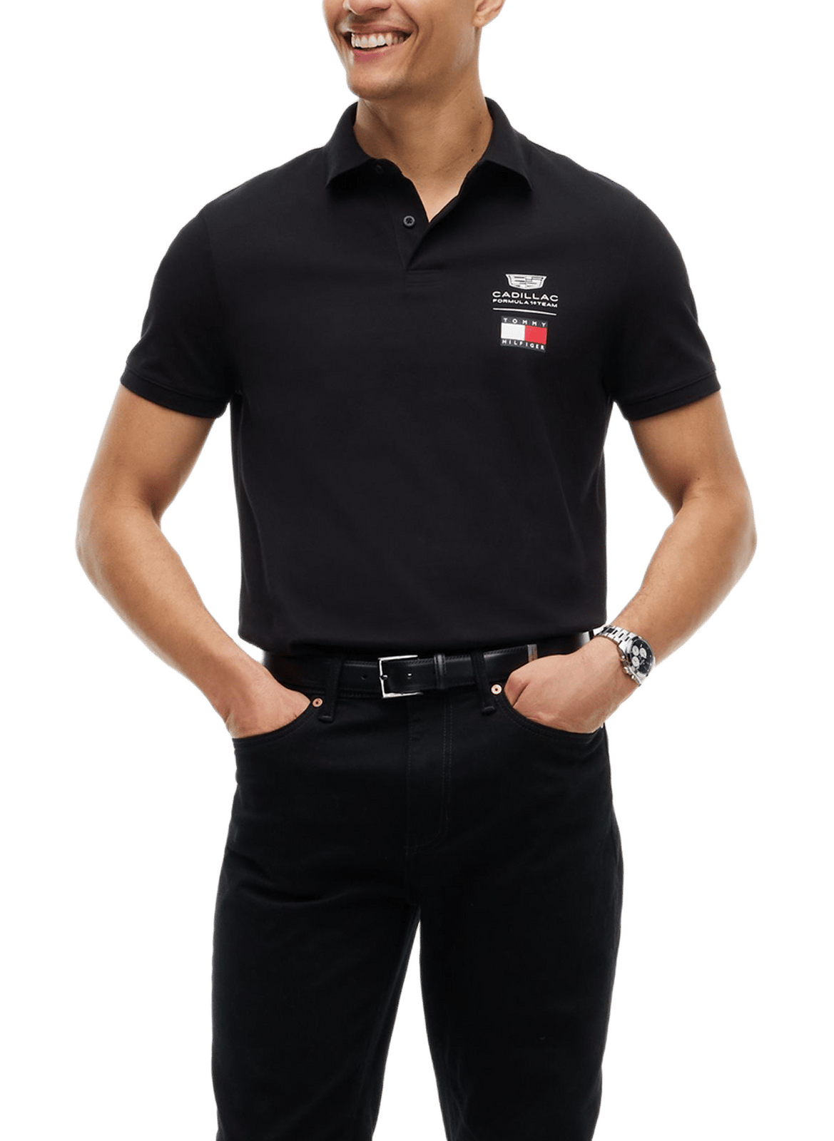 Gerade geschnittenes Polo-Shirt Cadillac Formula 1 Team mit Logo aus Baumwollmischung TOMMY HILFIGER Schwarz