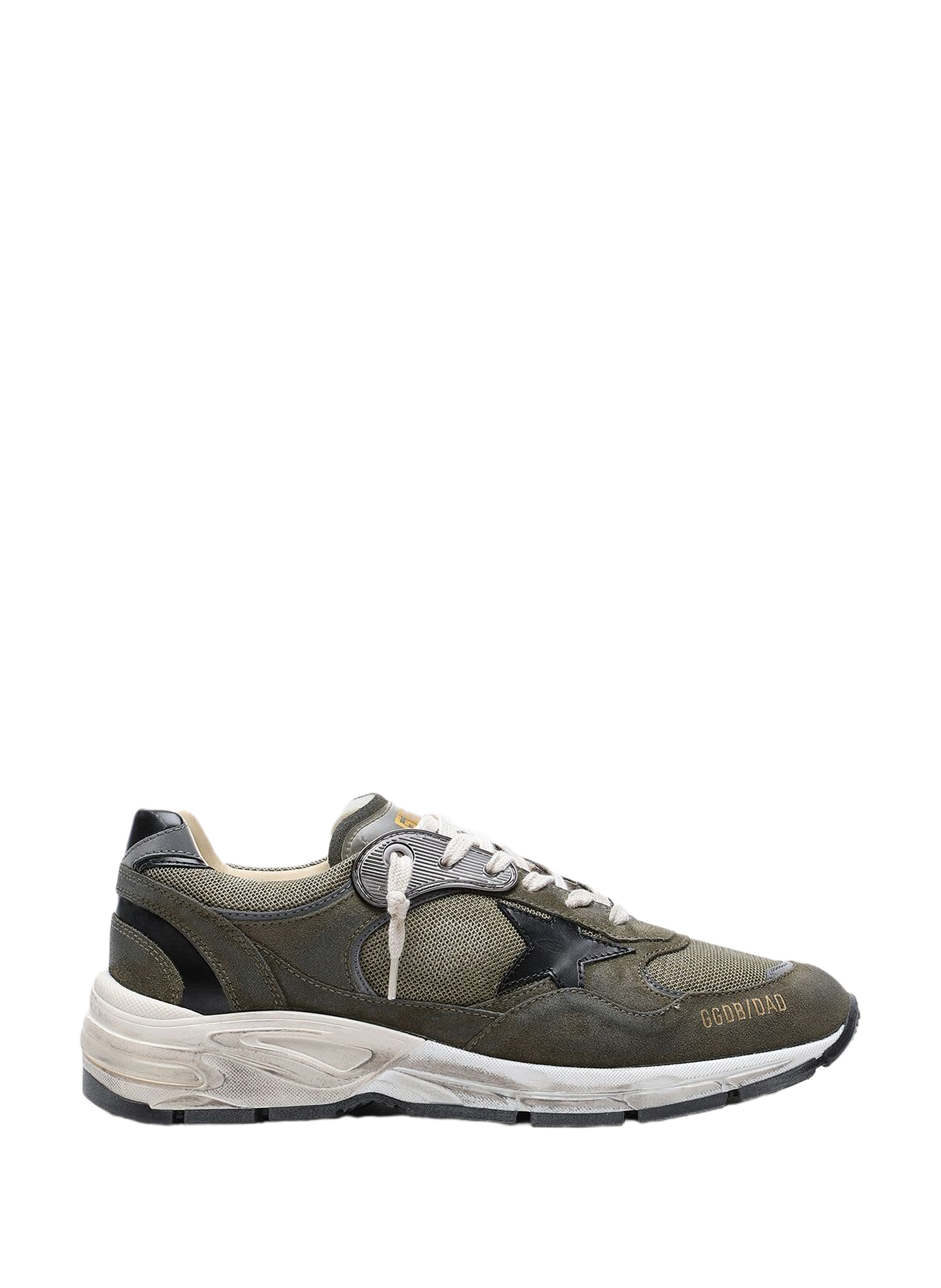 Mixed leather low-top sneakers GOLDEN GOOSE Khaki