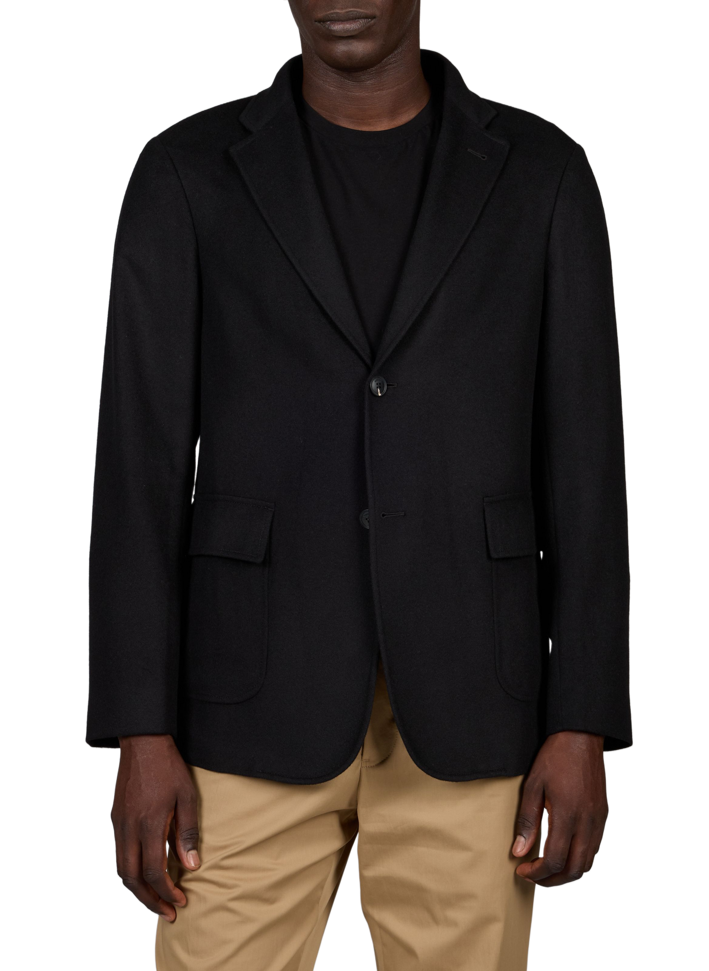 Veste légère droite en laine et cachemire EMPORIO ARMANI Noir