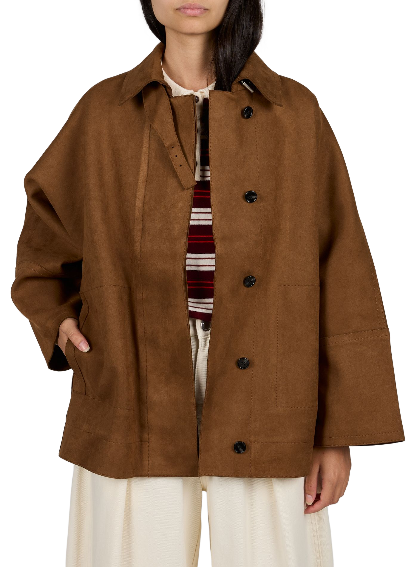 Oversize Jacke mit klassischem Kragen SUNCOO Braun