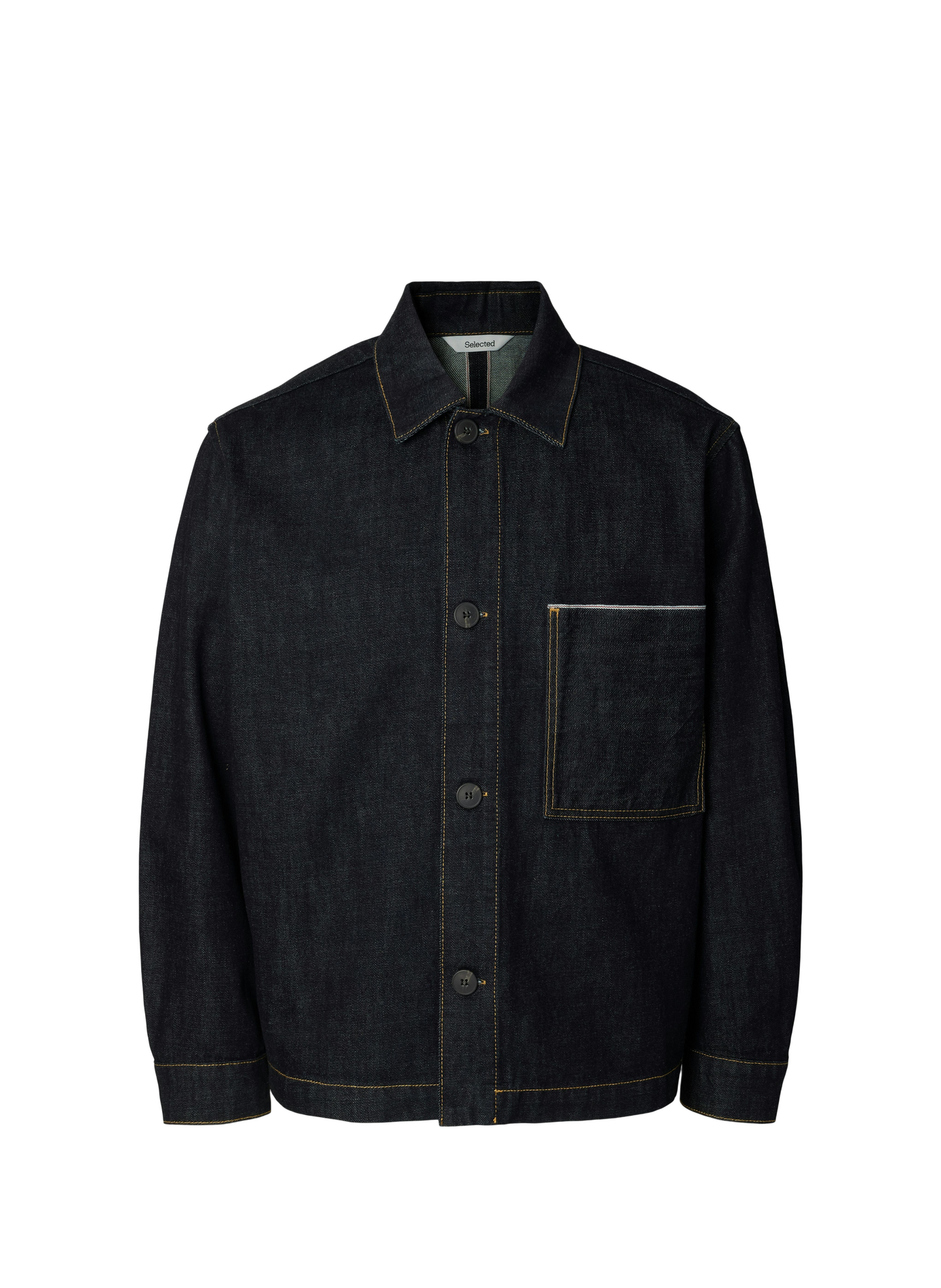 Gerade geschnittene Jeansjacke aus Baumwolle SELECTED Blau