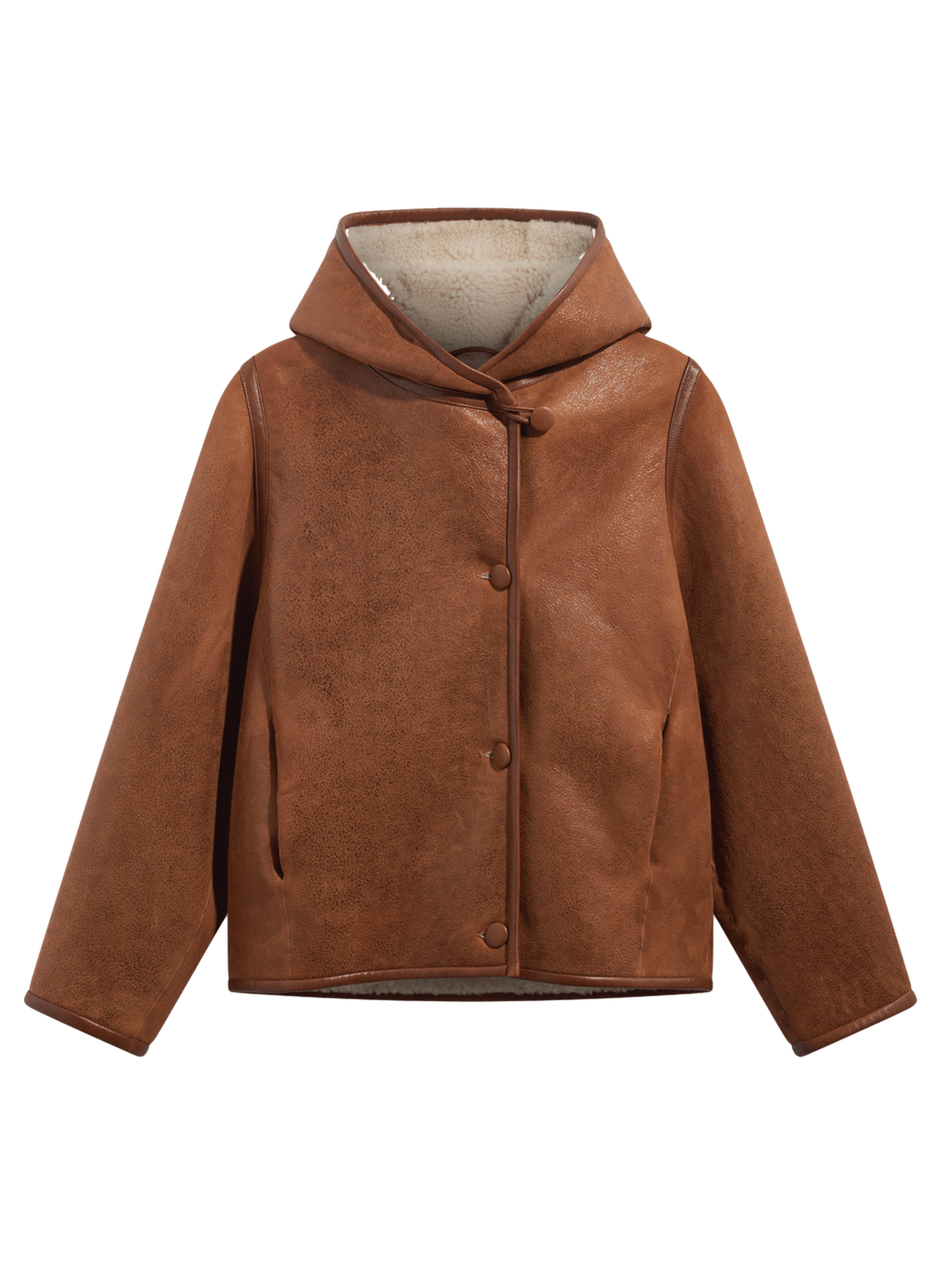 Peau lainée réversible à capuche - fern PABLO Beige