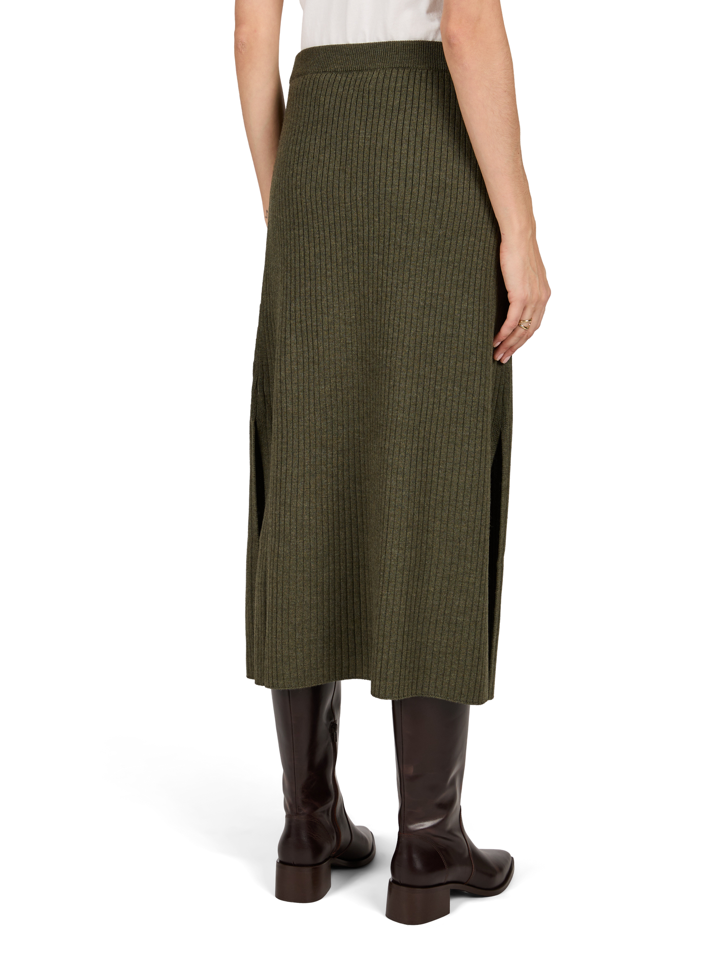 Ribbed Merino Wool Maxi Skirt A.P.C. Khaki