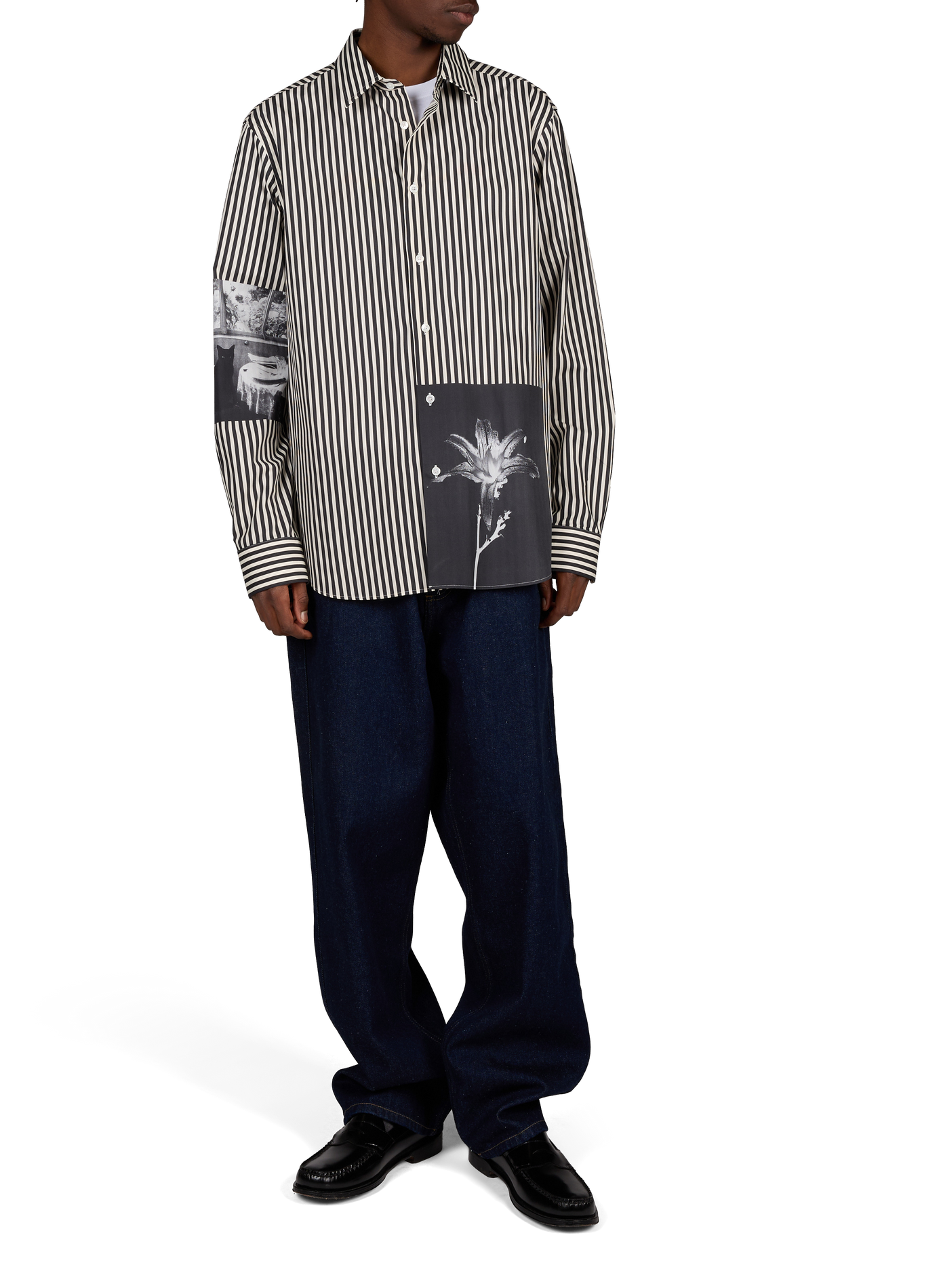 Oversized Striped Cotton Shirt PAUL SMITH Black