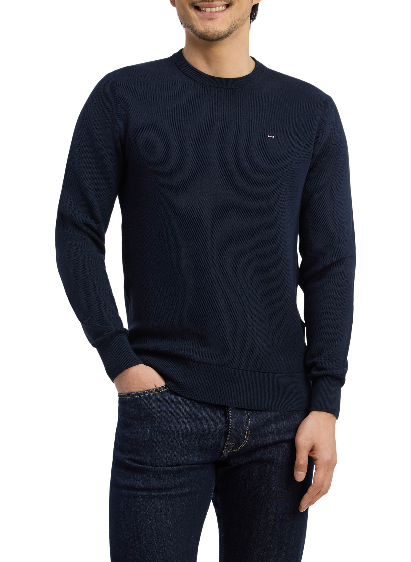 Pull col rond en coton | Blauw EDEN PARK Heren