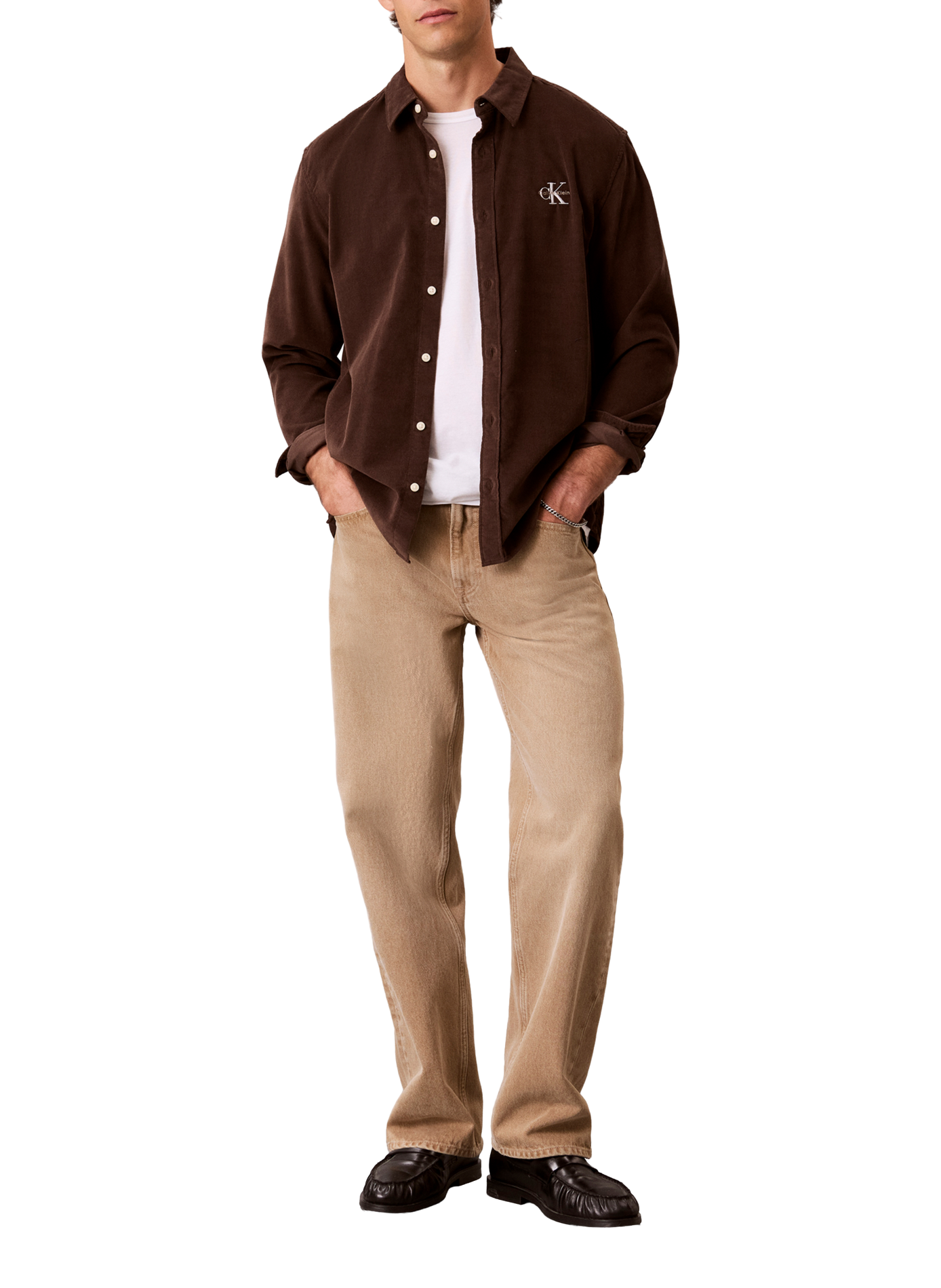 Straight cotton corduroy shirt CALVIN KLEIN Brown