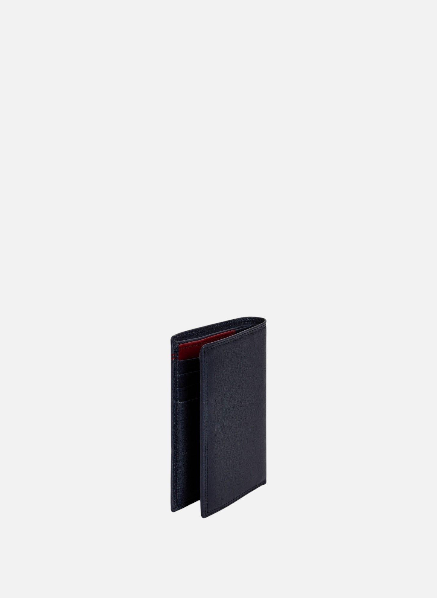 Portefeuille vertical moyen modèle zippé 2 volets martin en cuir lisse LE TANNEUR Bleu