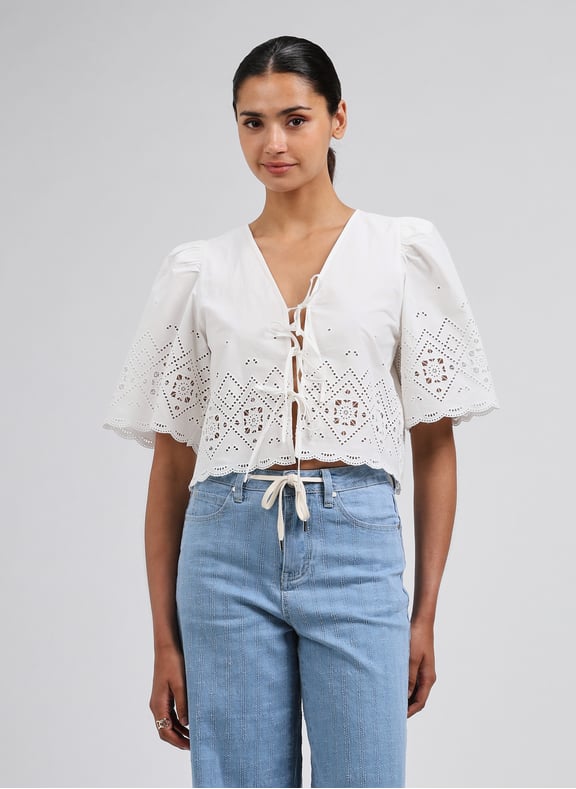 Blouse crochet en coton Blanc by SUNCOO SUNCOO Blouse crochet en coton Blanc