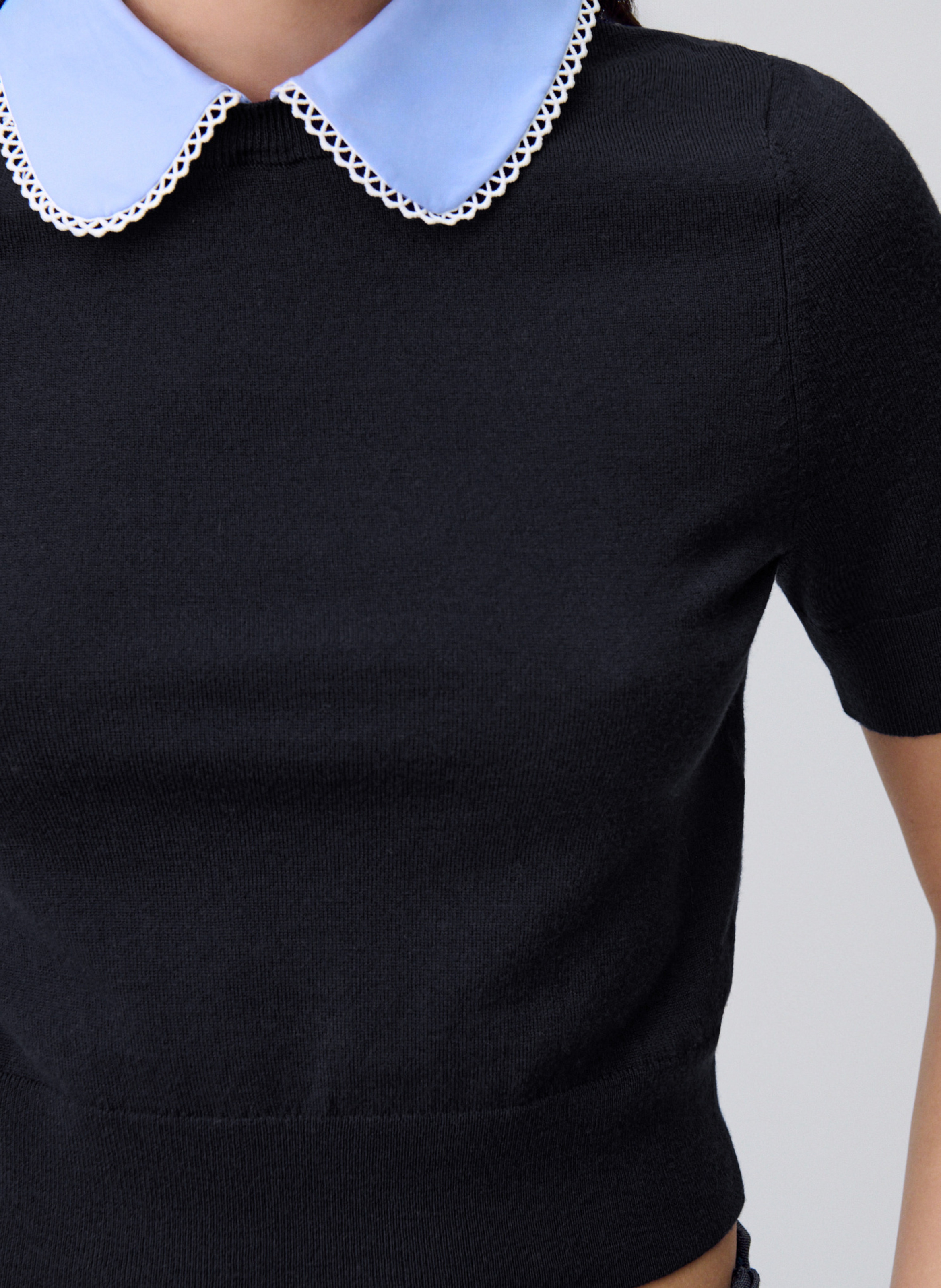 Pull manches courtes en maille fine CLAUDIE PIERLOT Bleu