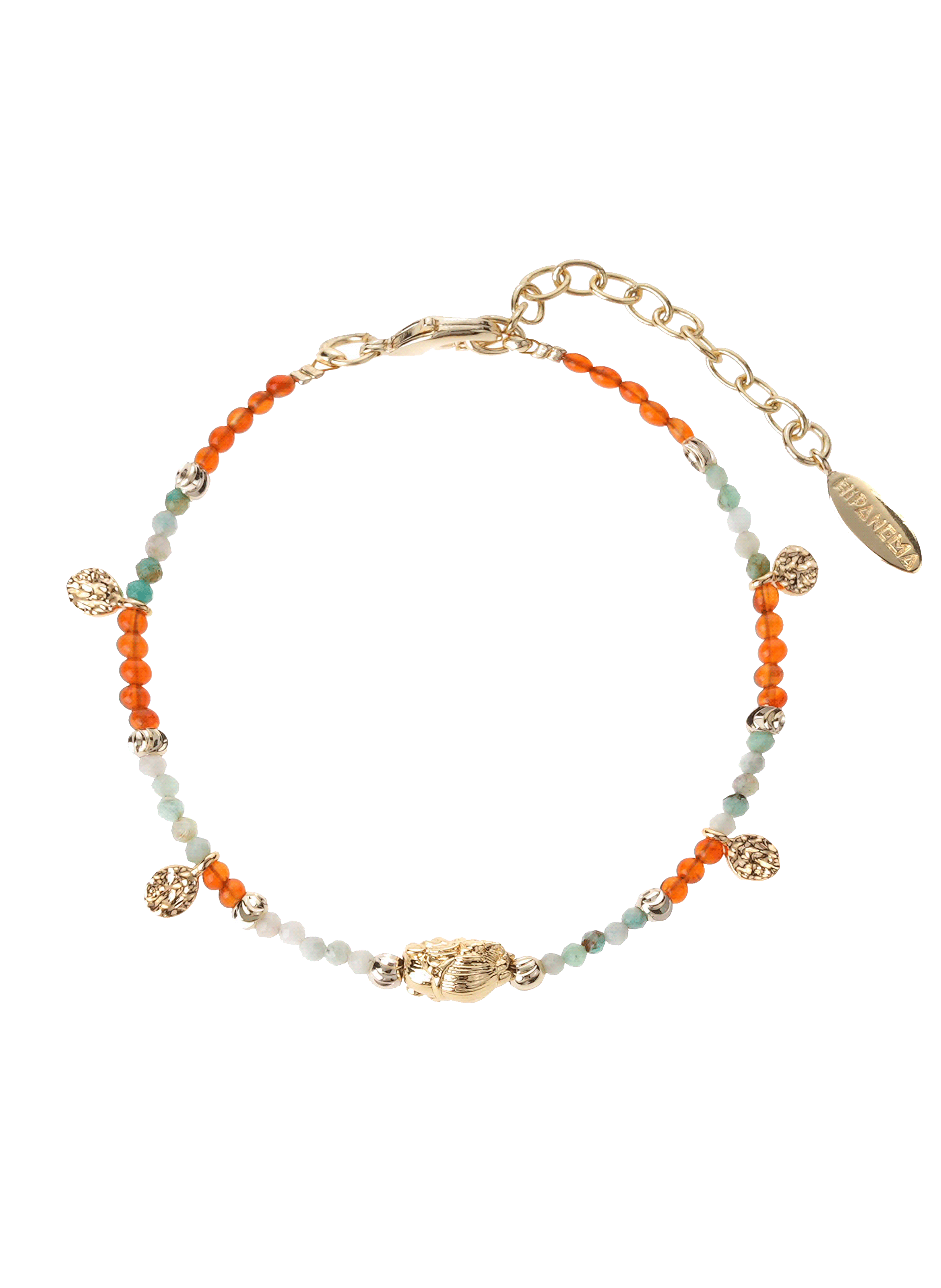 Bracelet de perles avec pampilles réglable rollis HIPANEMA Orange