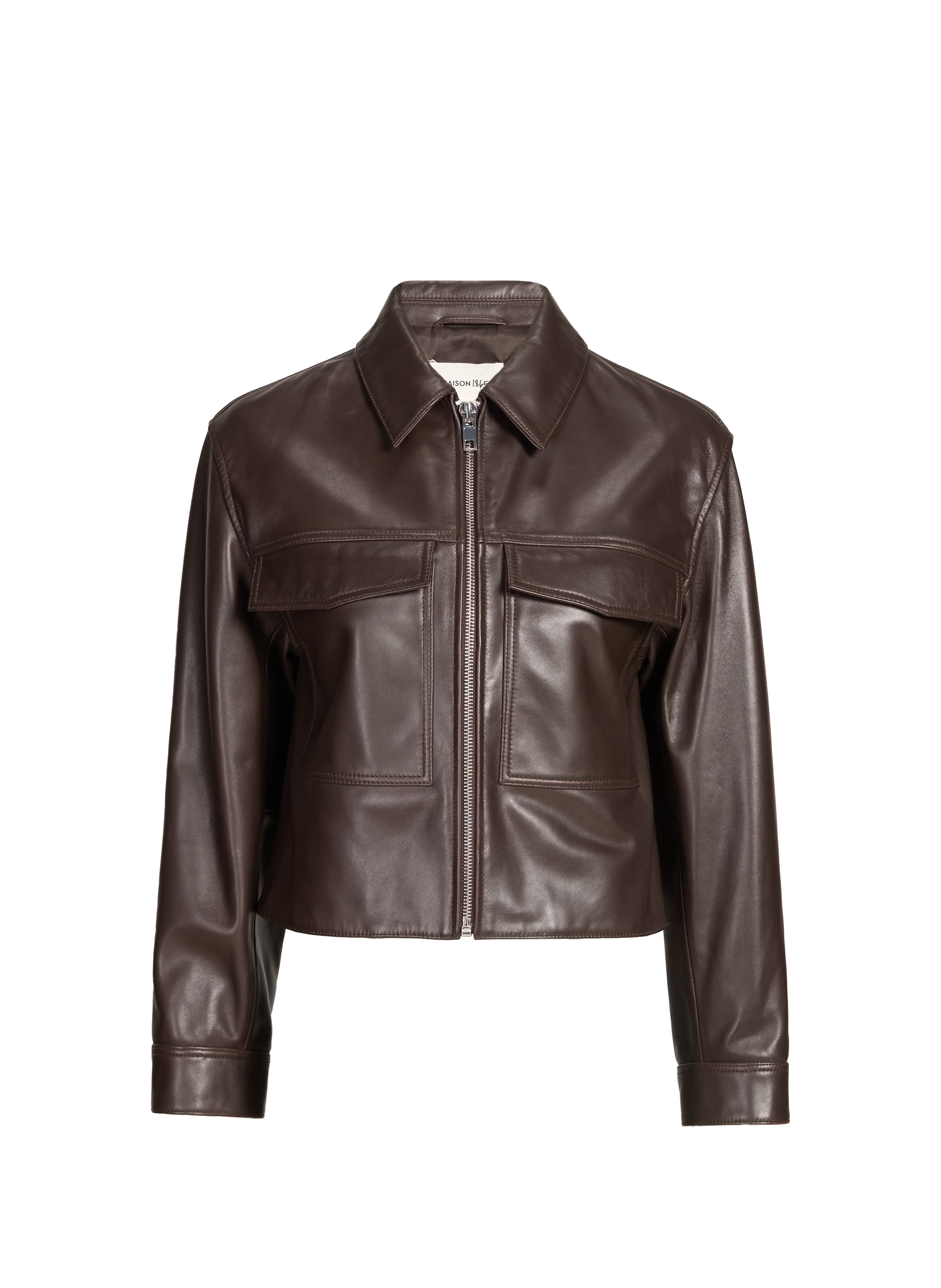 Veste courte en cuir SAISON 1865 Marron