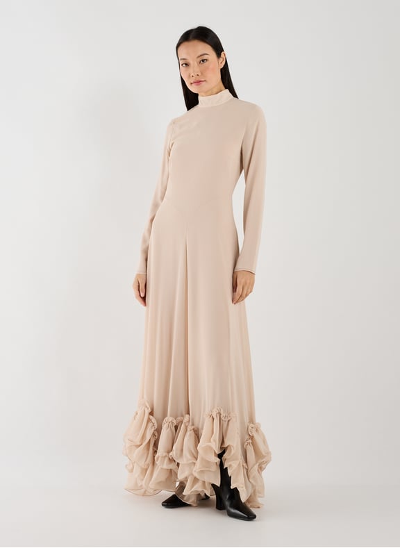 Robe longue à volants Beige by ROTATE ROTATE Robe longue à volants Beige