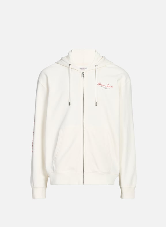 Zip-up hooded cotton sweatshirt White by GUESS GUESS Zip-up hooded cotton sweatshirt White