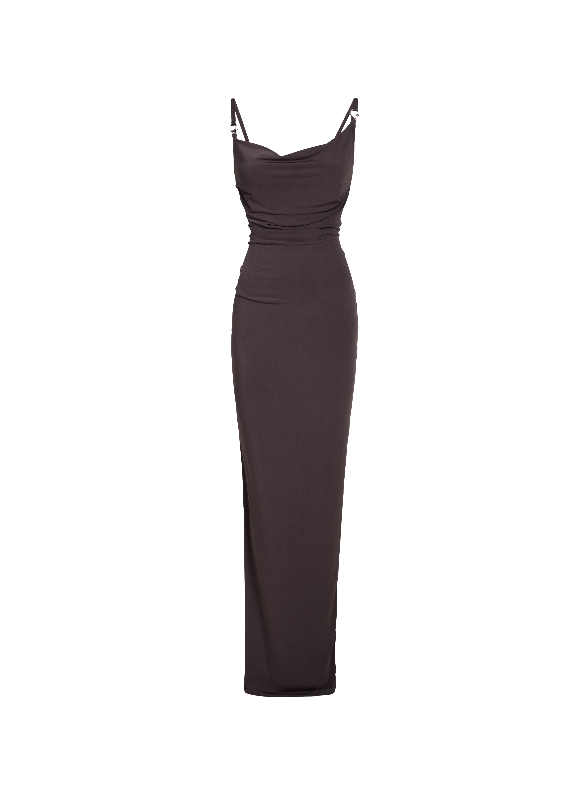 COPERNI Robe longue bénitier drapée C-Logo Marron