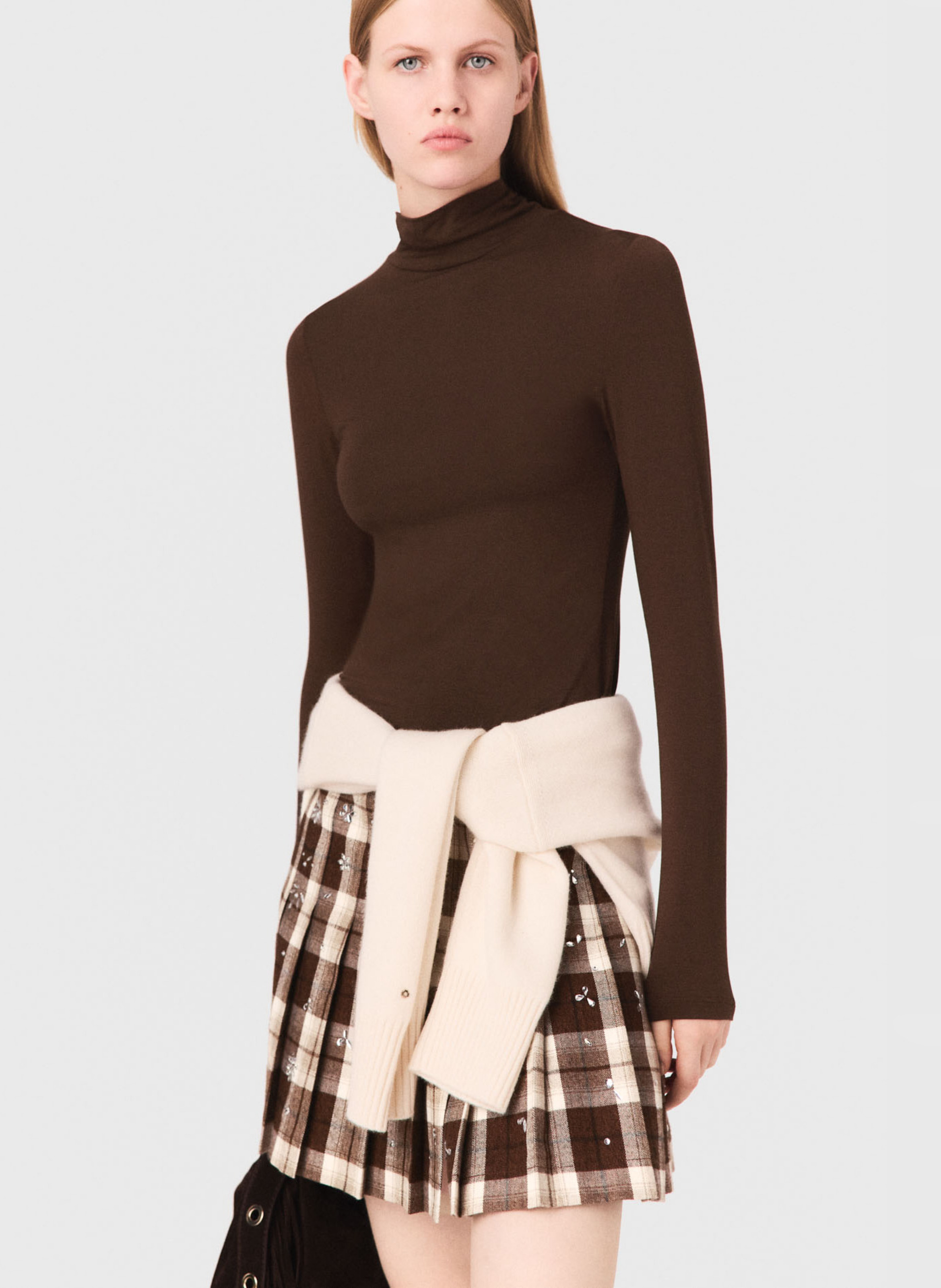 Pull col roulé MAJE Marron