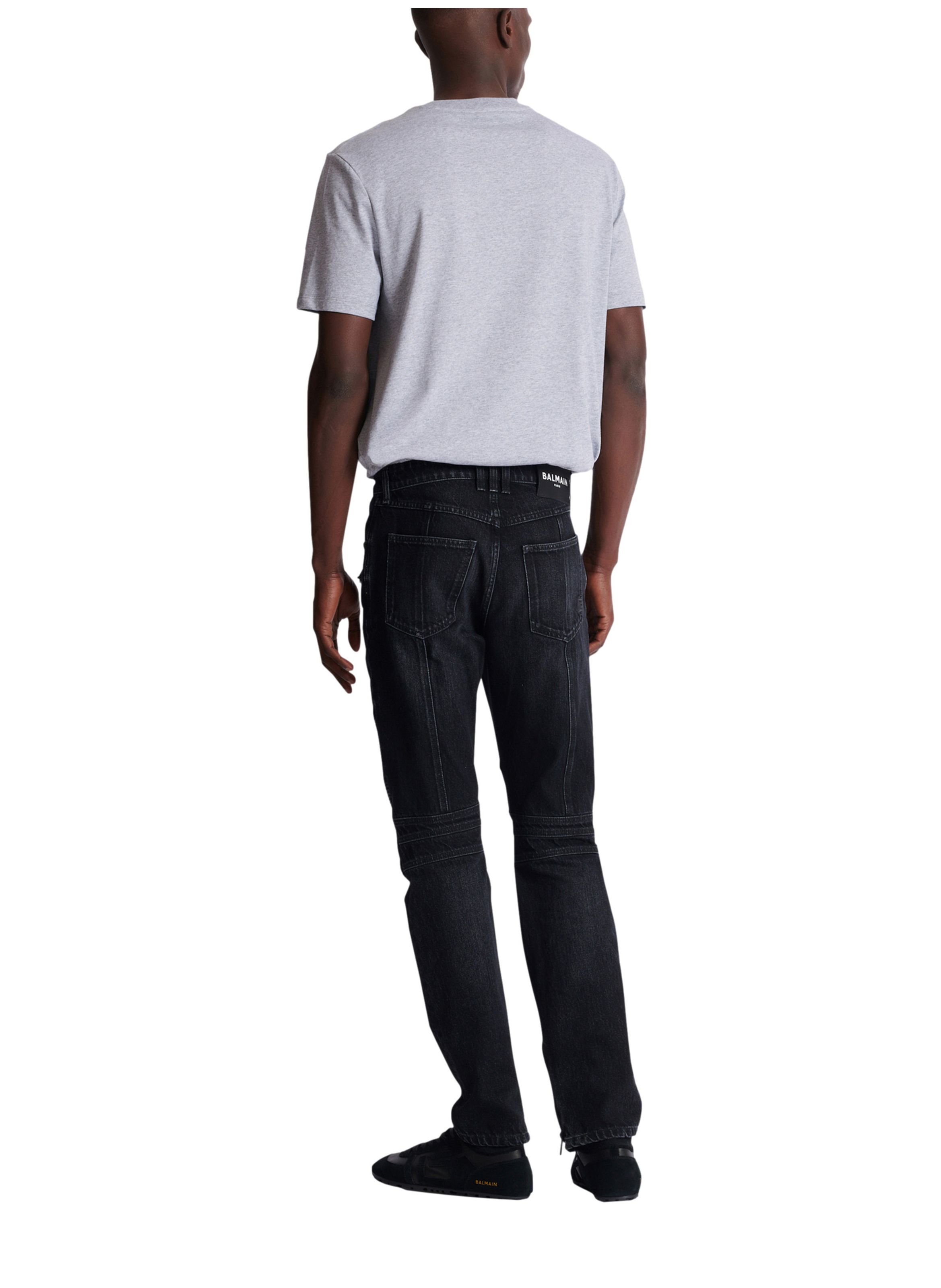 Pantalon biker en denim vintage noir BALMAIN Noir