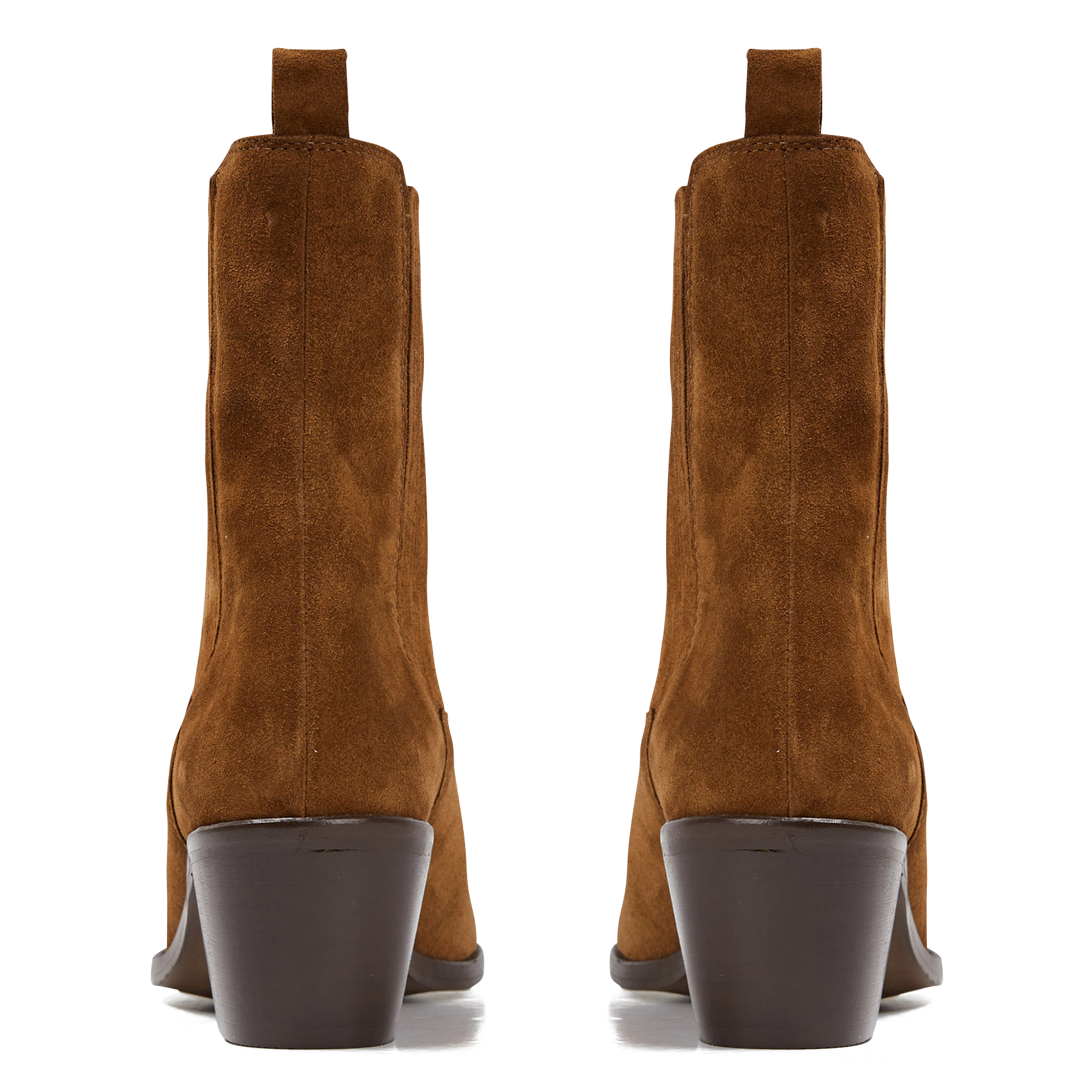 Bottines western talons mi-hauts en cuir velours birman JONAK Marron