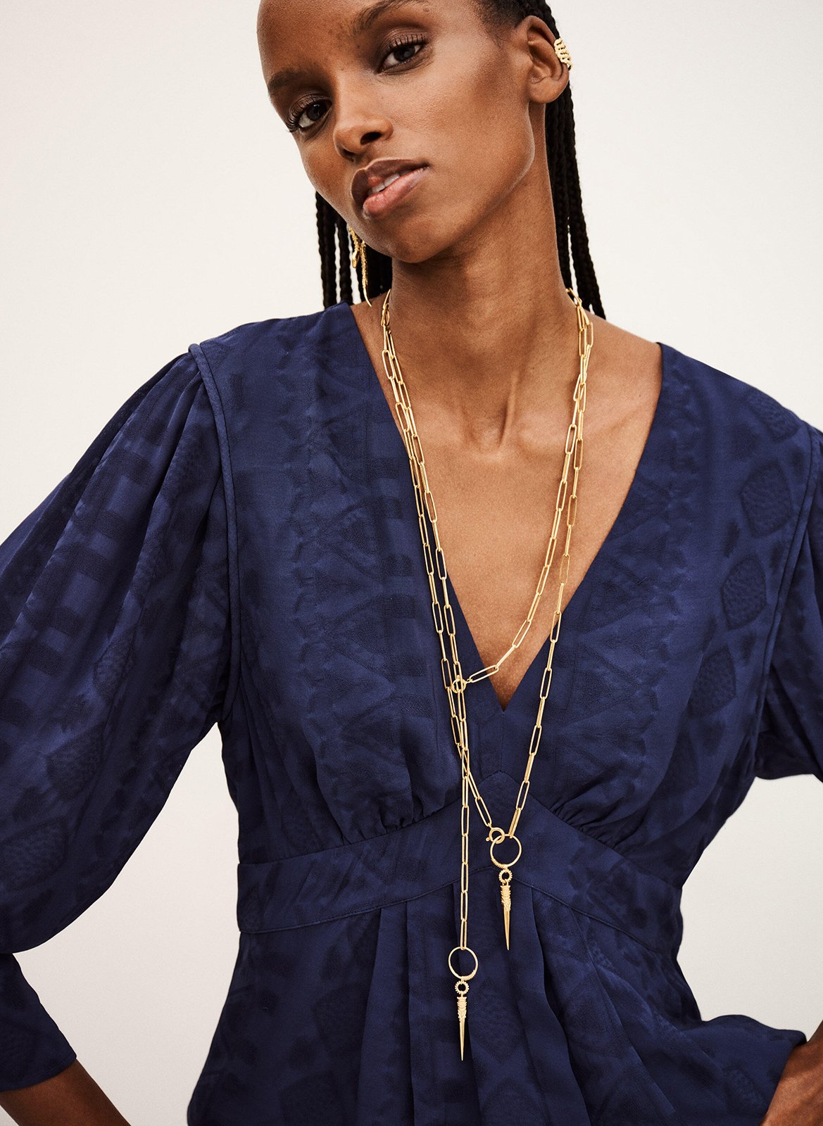 Top col v en jacquard idol BA&SH Bleu