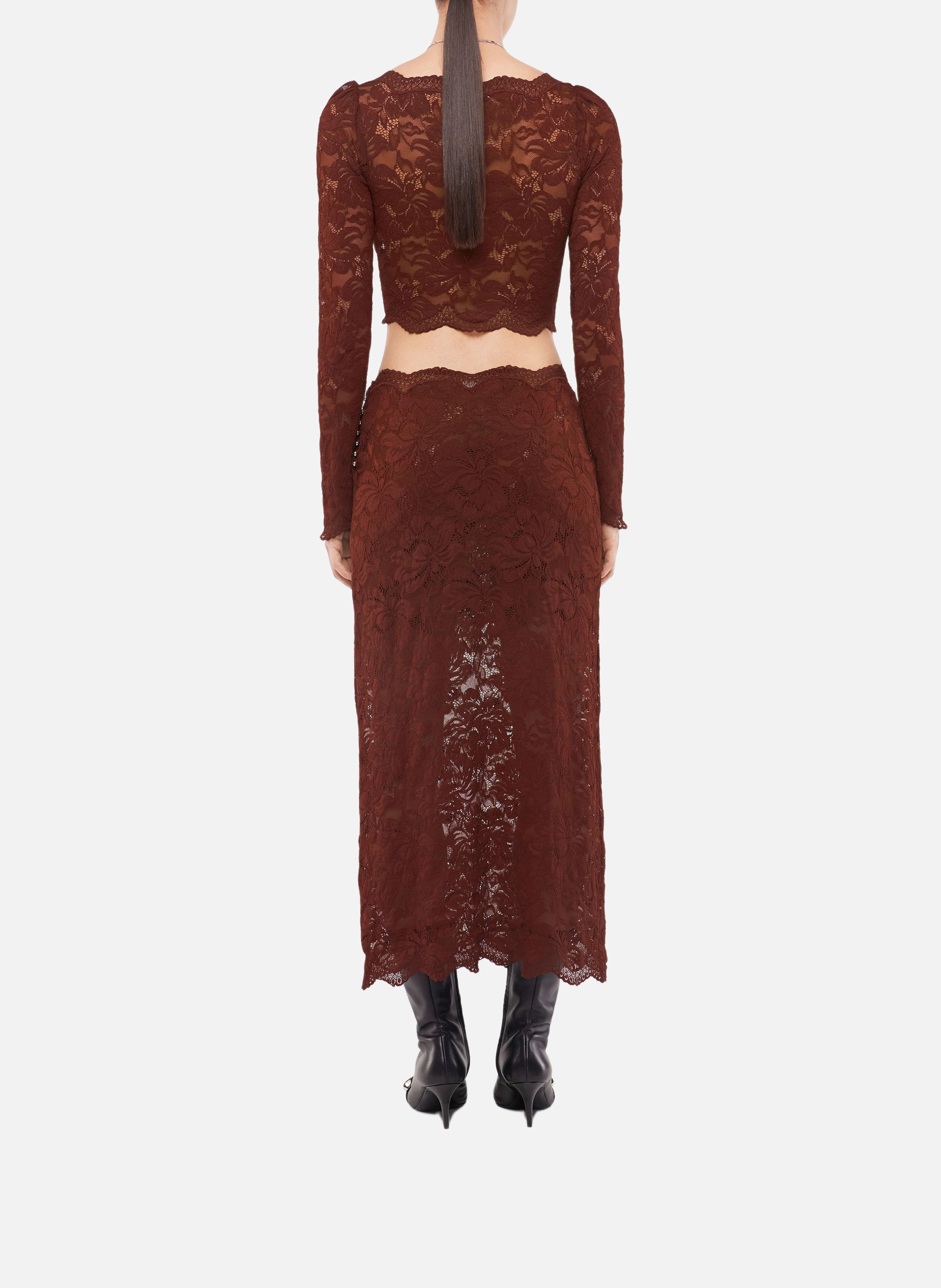 Jupe en dentelle RABANNE Marron