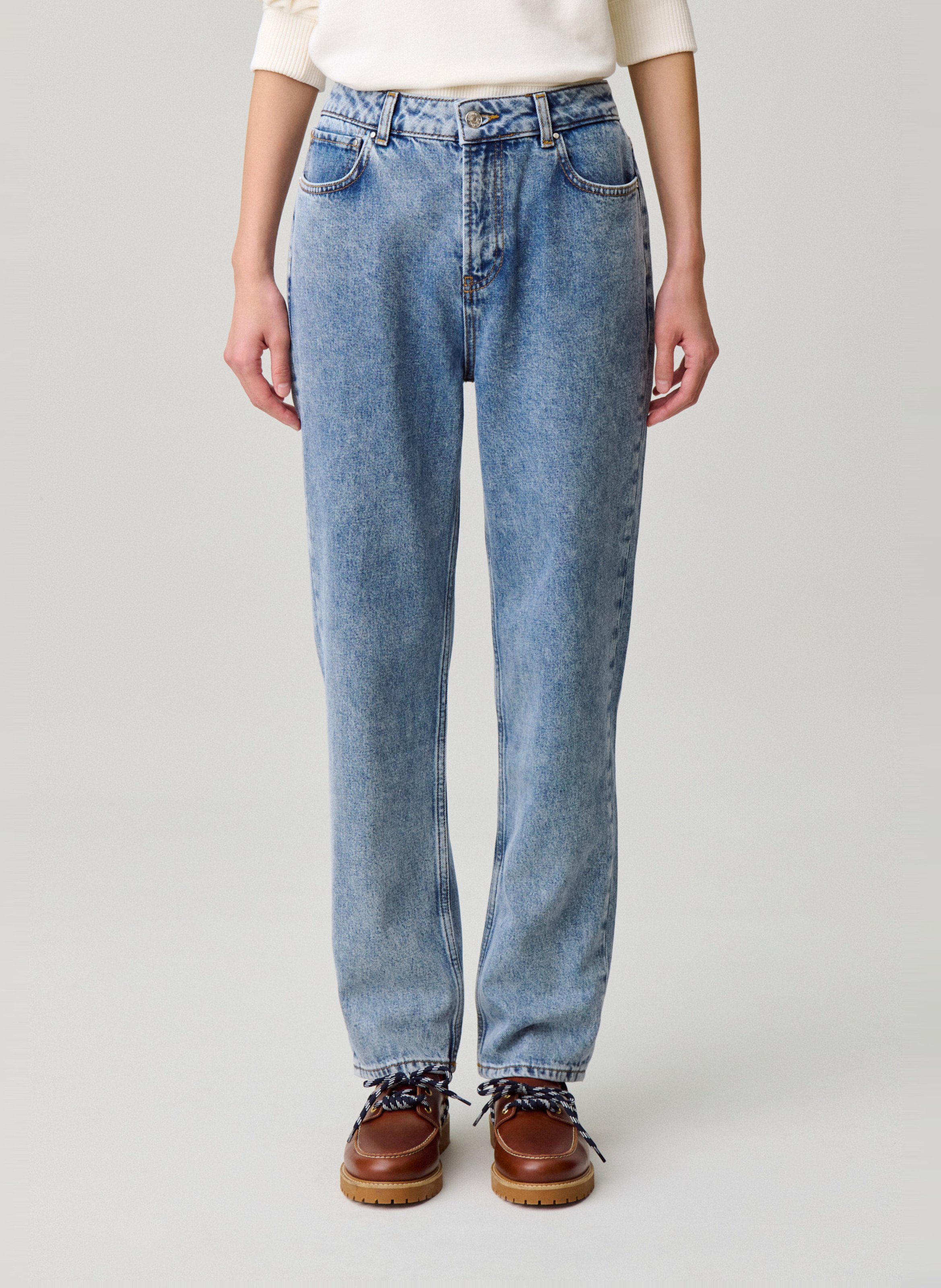 Jean droit en coton CLAUDIE PIERLOT Bleu