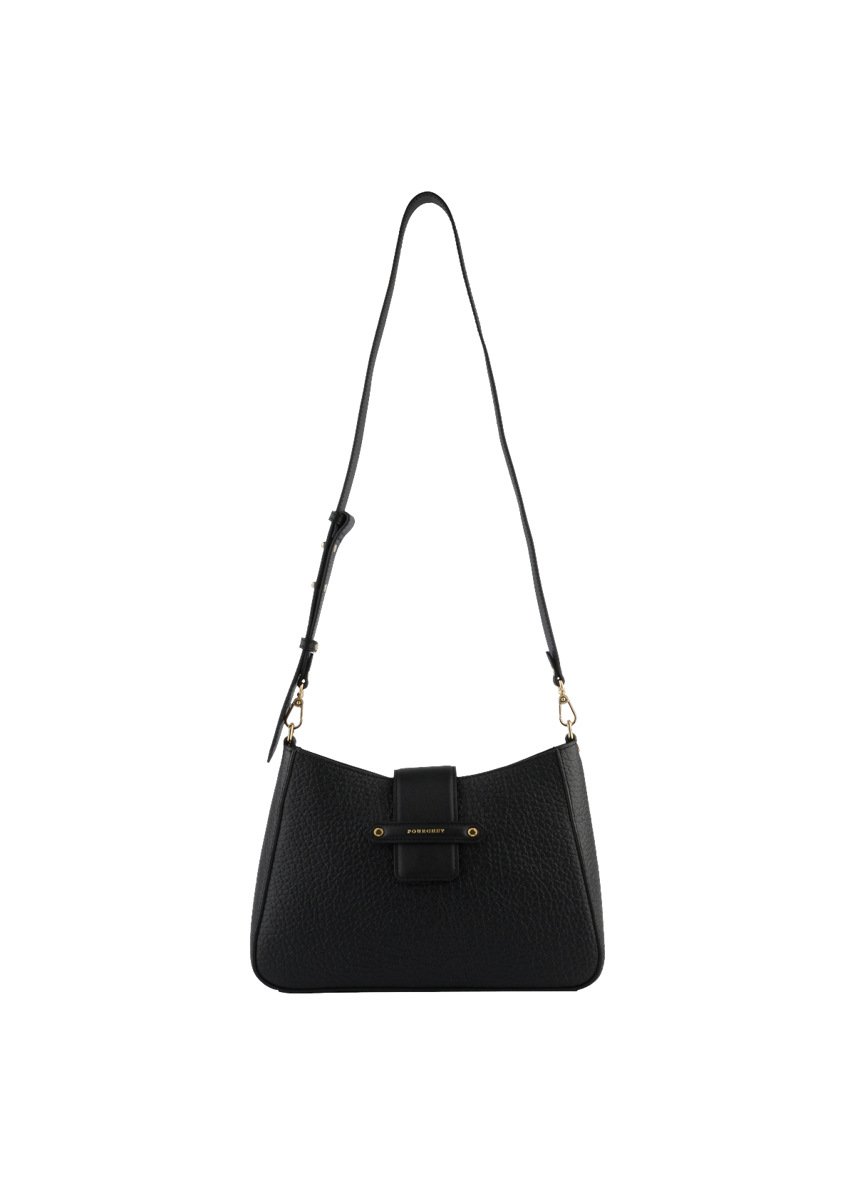 Fleuves | Sac porté épaule GM en cuir de vachette POURCHET Noir