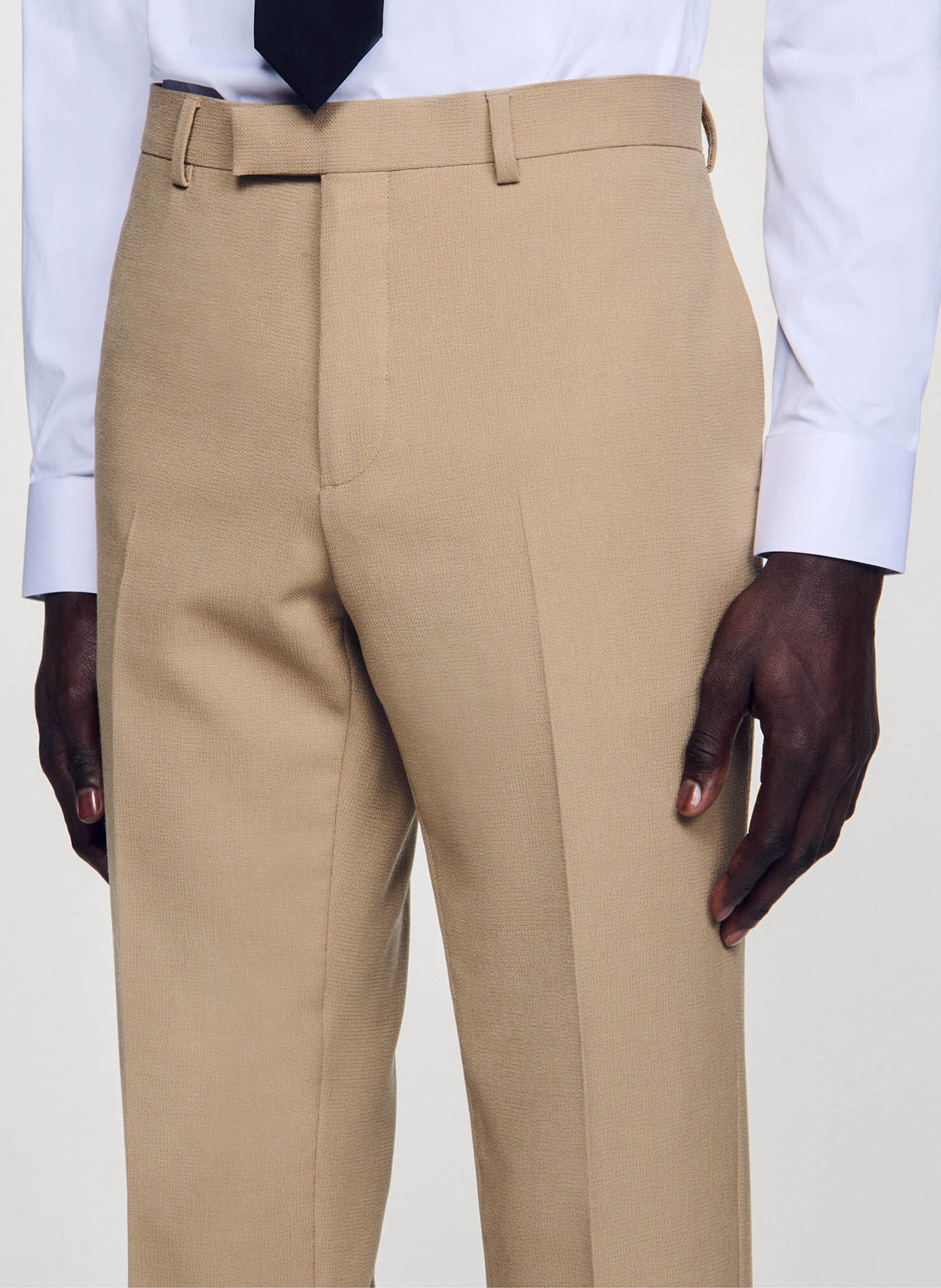 Pantalon de costume en laine SANDRO Beige