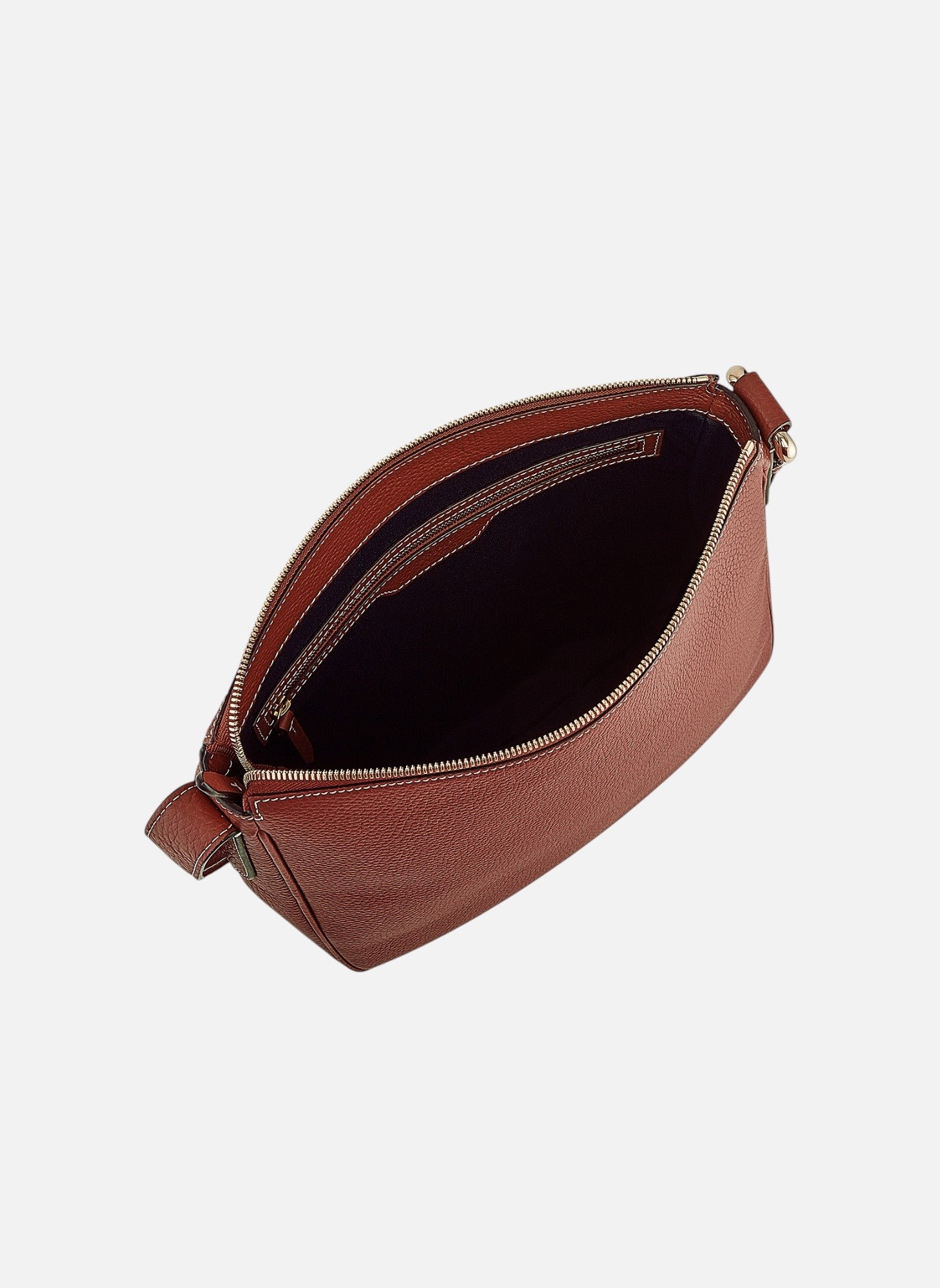 Sac hobo moyen modèle madeleine en cuir de taurillon grainé LE TANNEUR Marron