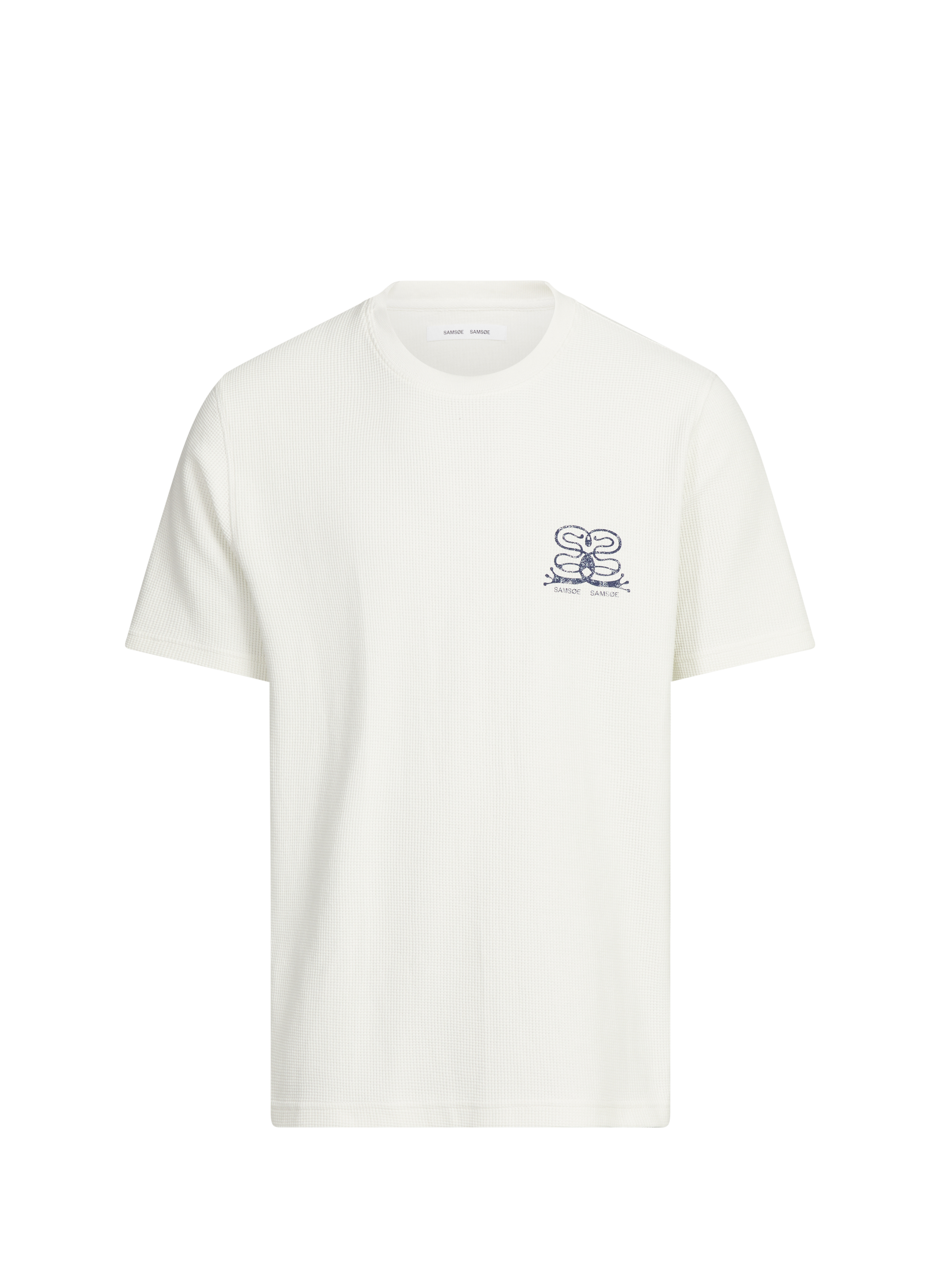 Printed T-shirt in blended organic piqué cotton SAMSOE SAMSOE Beige