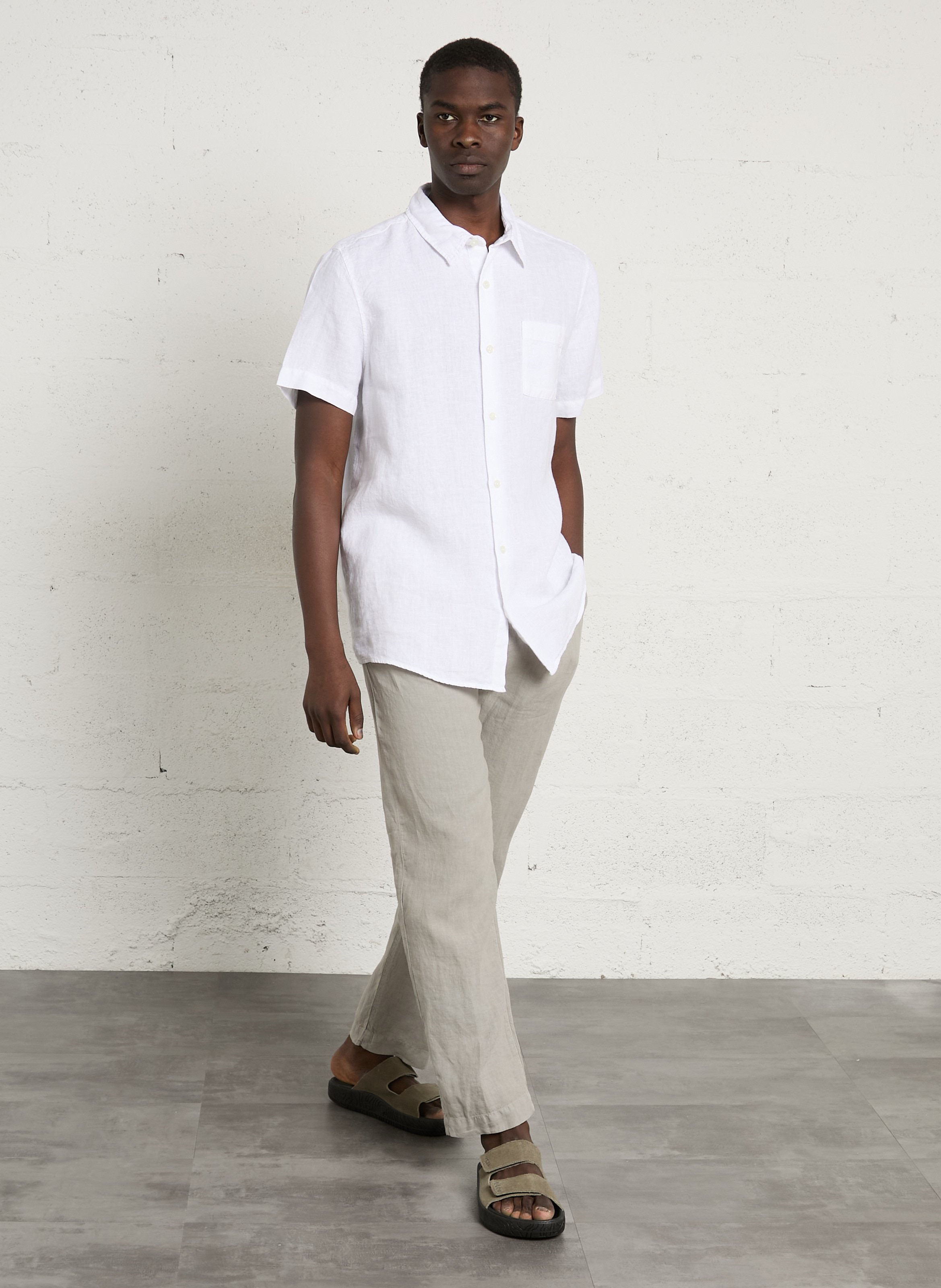 Chemise coupe confort col classique en lin ARMOR-LUX Blanc